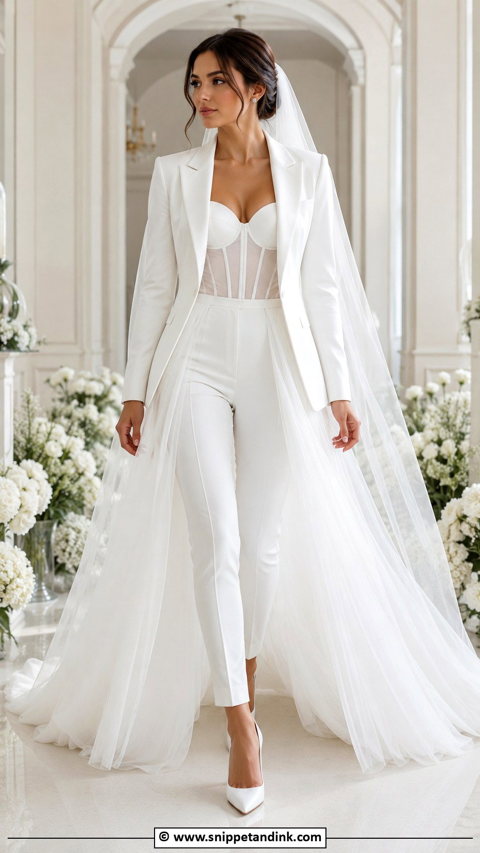 Bridal Suit With Skirt Overlay - Snippet and Ink - 25 Bridal Suits for Women