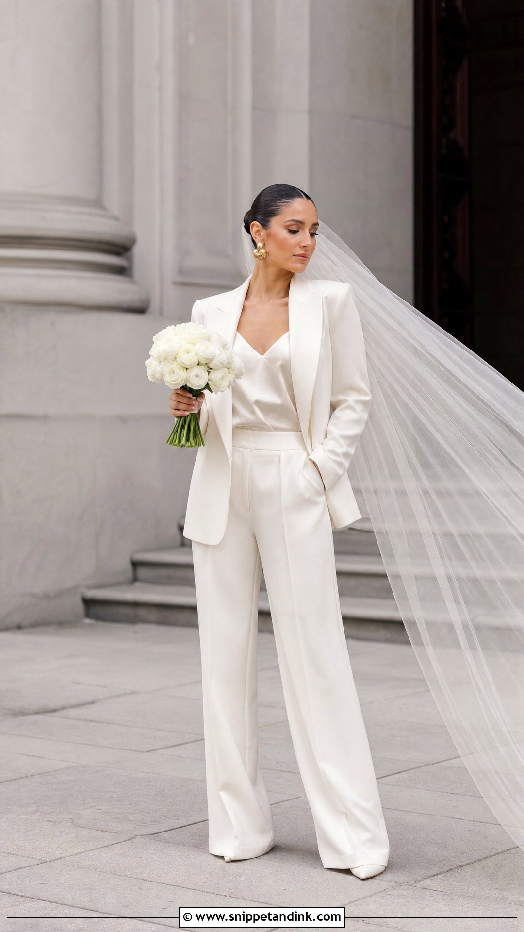 Bridal Suit With Veil - Snippet and Ink - 20 Vogue Bridal Ideas