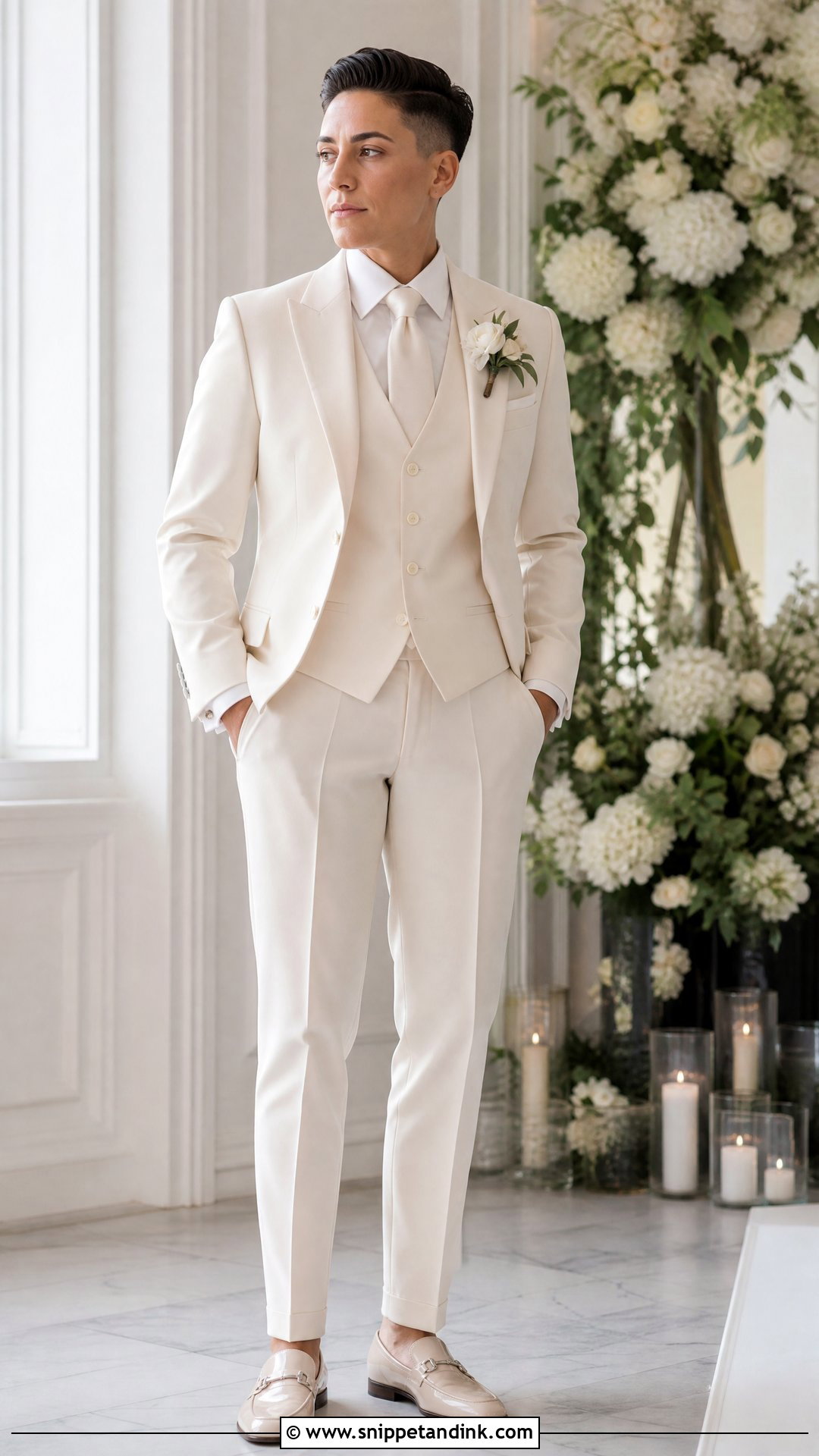 Bridal Suit With Vest Outfit - Snippet and Ink - 25 Masc Bride Wedding Outfits