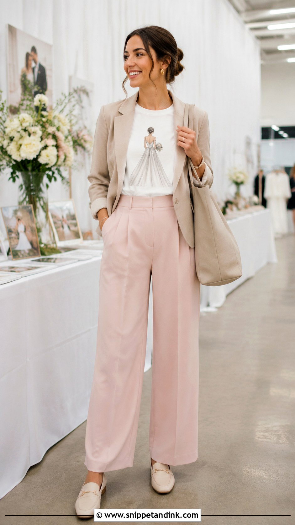 Bridal T Shirt And Trousers Expo Outfit - Snippet and Ink - 20 Bridal Expo Outfit Ideas