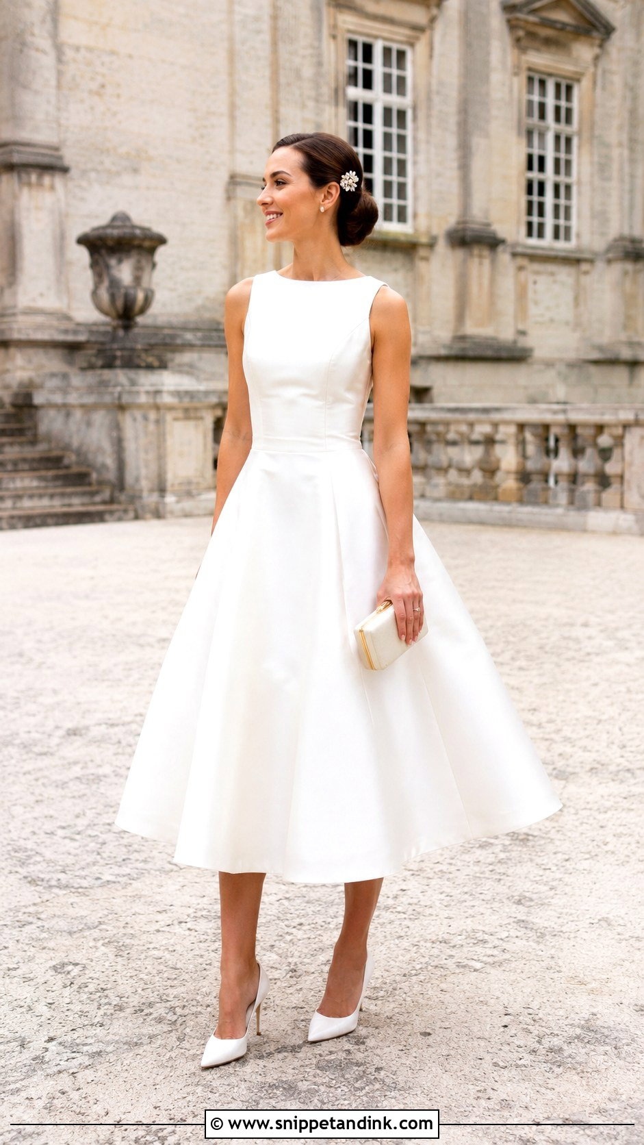 Bridal Tea Length Dress With Pumps - Snippet and Ink - 20 Bridal Second Dress Ideas
