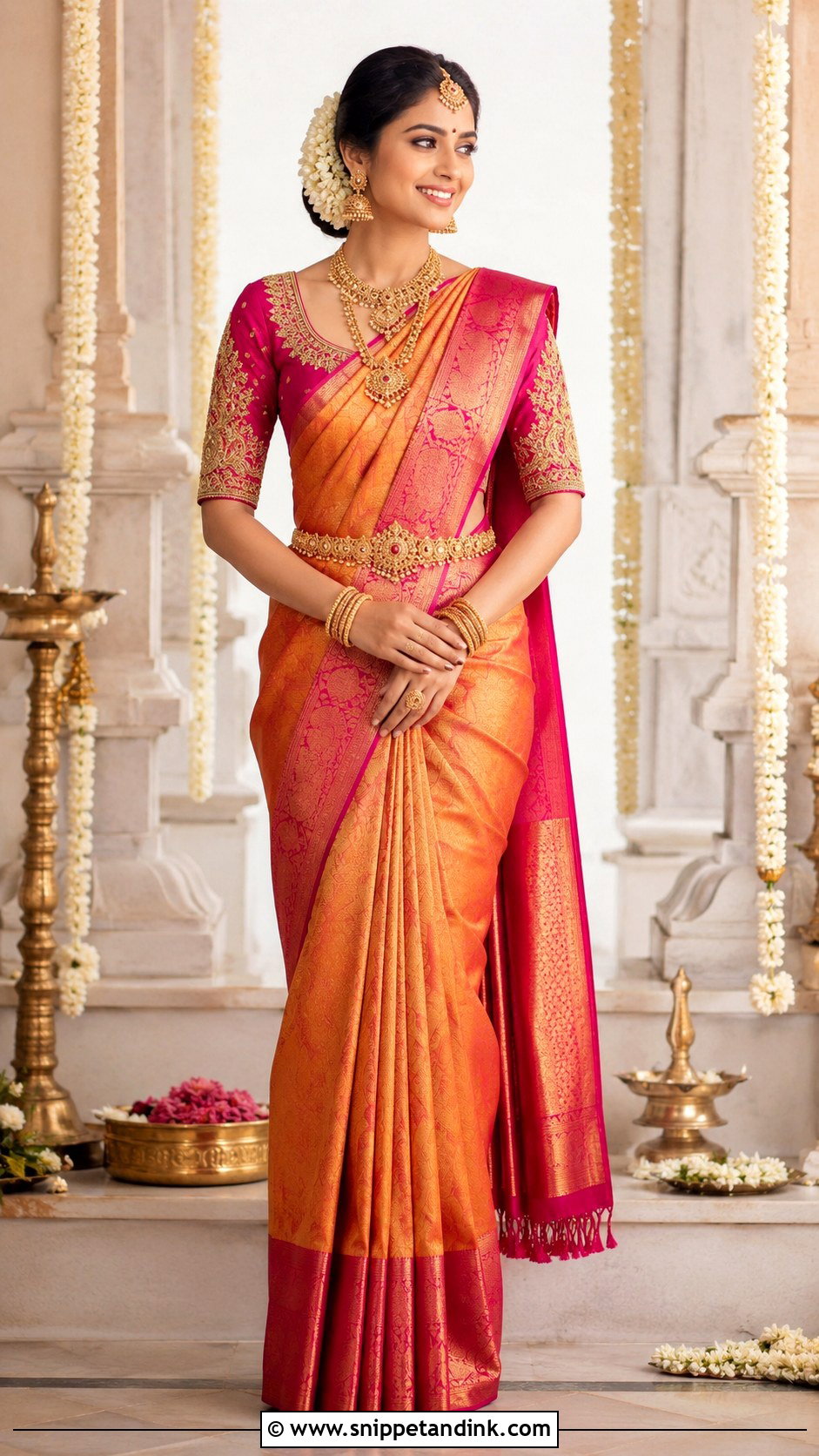 Bridal Temple Border Aari Work Blouse Design - Snippet and Ink - 25 Bride Aari Work Blouse Design Ideas