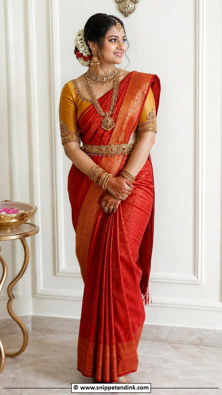 Bridal Temple Border Aari Work Blouse - Snippet and Ink - 30 Bridal Aari Work Blouse Ideas