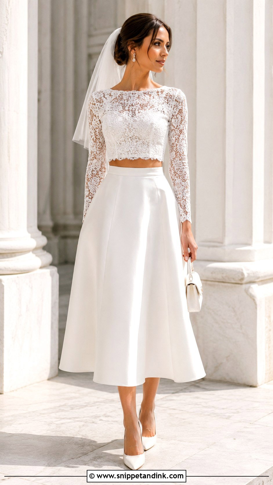 Bridal Two Piece Skirt Set Civil Ceremony Outfit - Snippet and Ink - 20 City Hall Wedding Dress Civil Ceremony Outfit Ideas