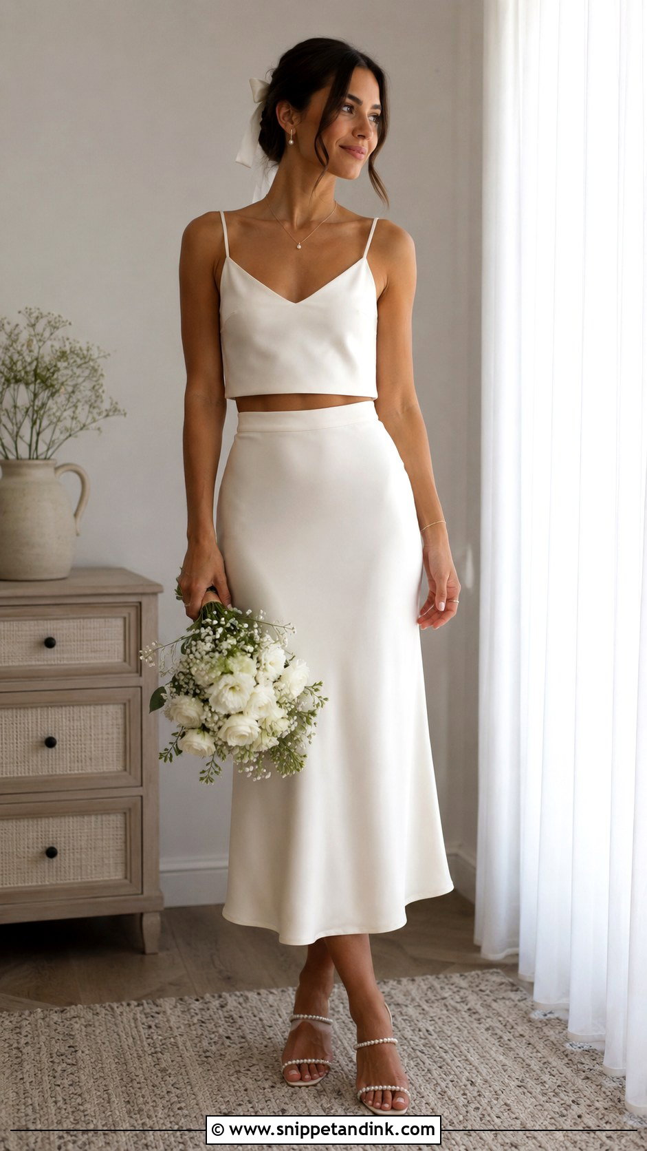 Bridal Two Piece Skirt Set Outfit - Snippet and Ink - 25 Wedding Morning Outfit Ideas