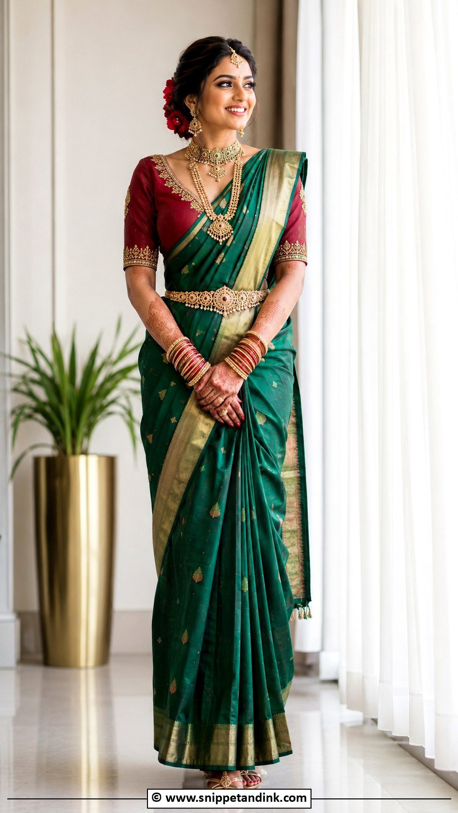Bridal V Neck Aari Work Blouse - Snippet and Ink - 30 Bridal Aari Work Blouse Ideas