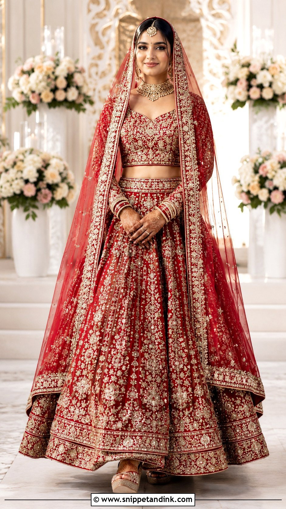 Bridal Veil Lengha Drape - Snippet and Ink - 20 Lengha Draping Styles