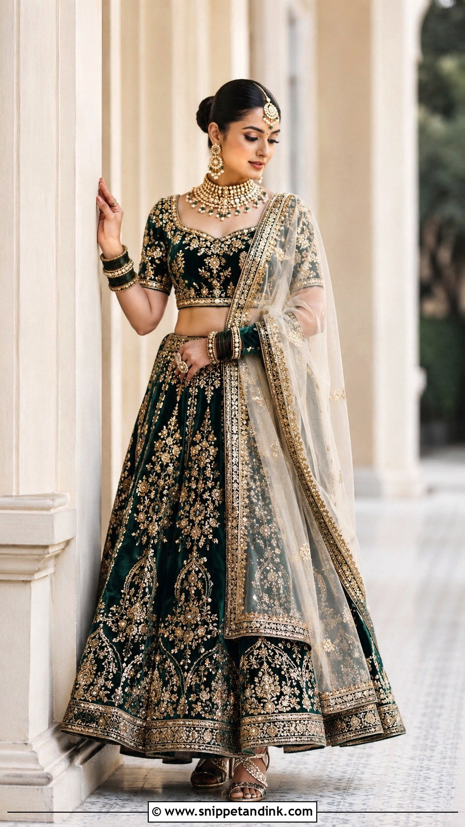 Bridal Velvet Lehenga - Snippet and Ink - 25 Indian Bridal Dresses
