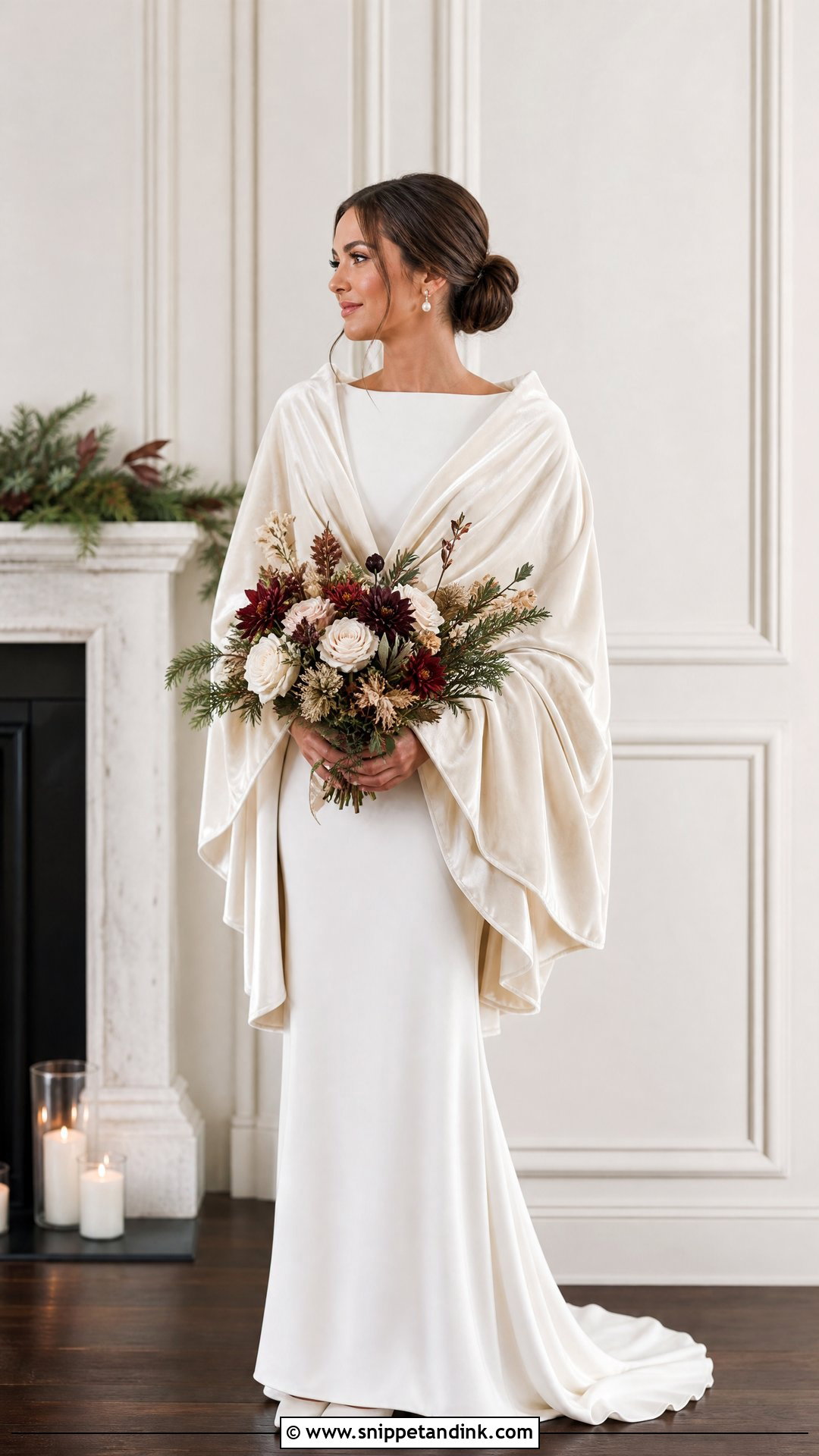 Bridal Velvet Wrap - Snippet and Ink - 25 Bridal Cover Up Ideas