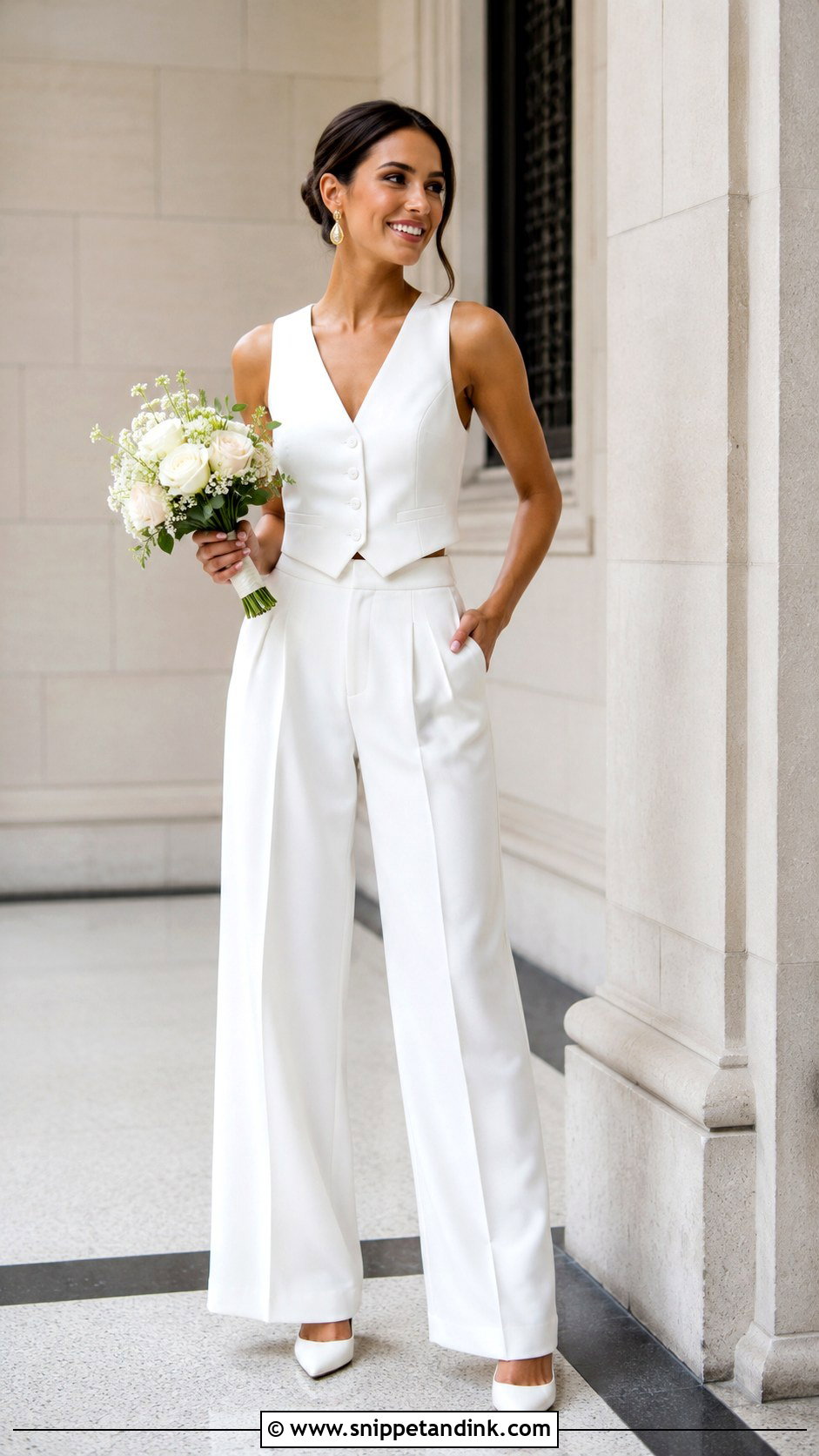 Bridal Vest And Trouser Outfit - Snippet and Ink - 30 Lesbian Wedding Outfits