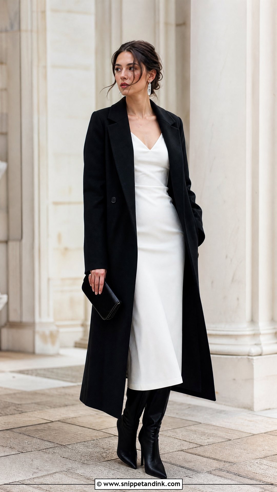 Bride Ali Hazelwood White Dress Black Coat Outfit - Snippet and Ink - 25 Bride Ali Hazelwood Aesthetic Ideas