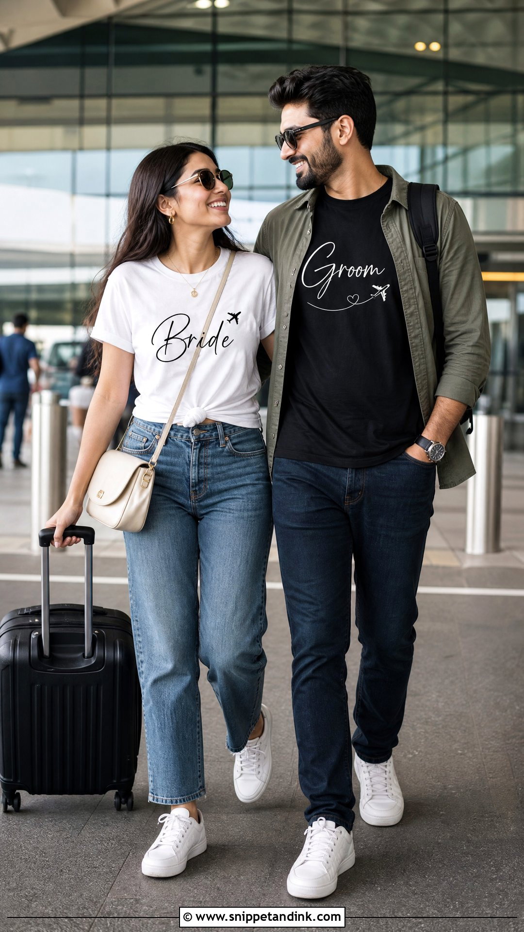 Bride And Groom Travel Shirt Outfit - Snippet and Ink - 20 Honeymoon Shirts Ideas