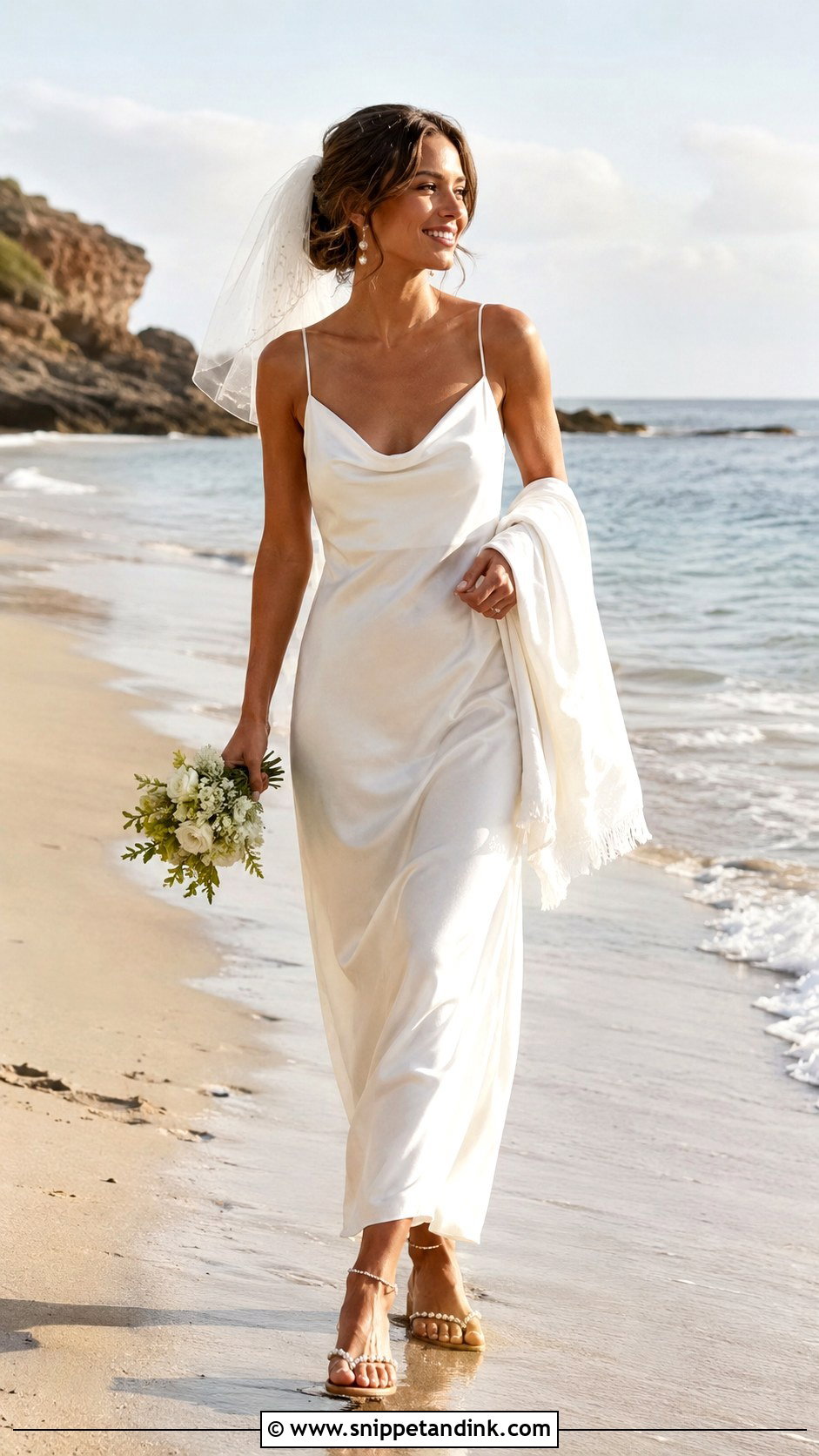 Bride Beach Slip Dress Outfit - Snippet and Ink - 20 Brides Outfit Ideas