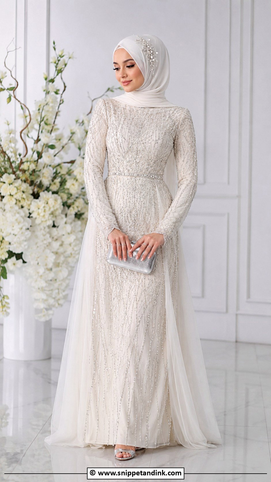 Bride Hijab With Beaded Gown - Snippet and Ink - 25 Bride Hijab Style Ideas