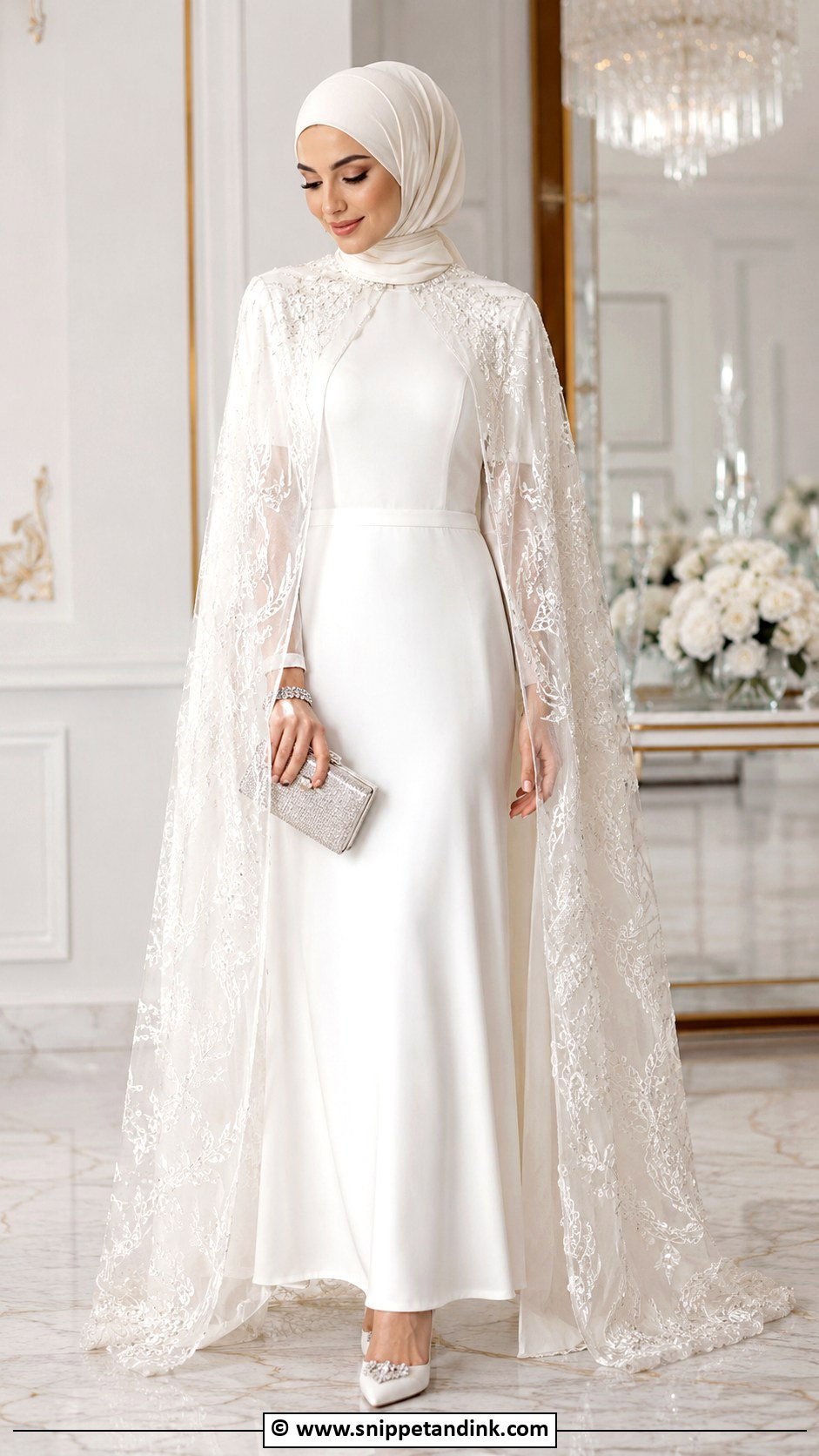 Bride Hijab With Cape Dress - Snippet and Ink - 25 Bride Hijab Style Ideas