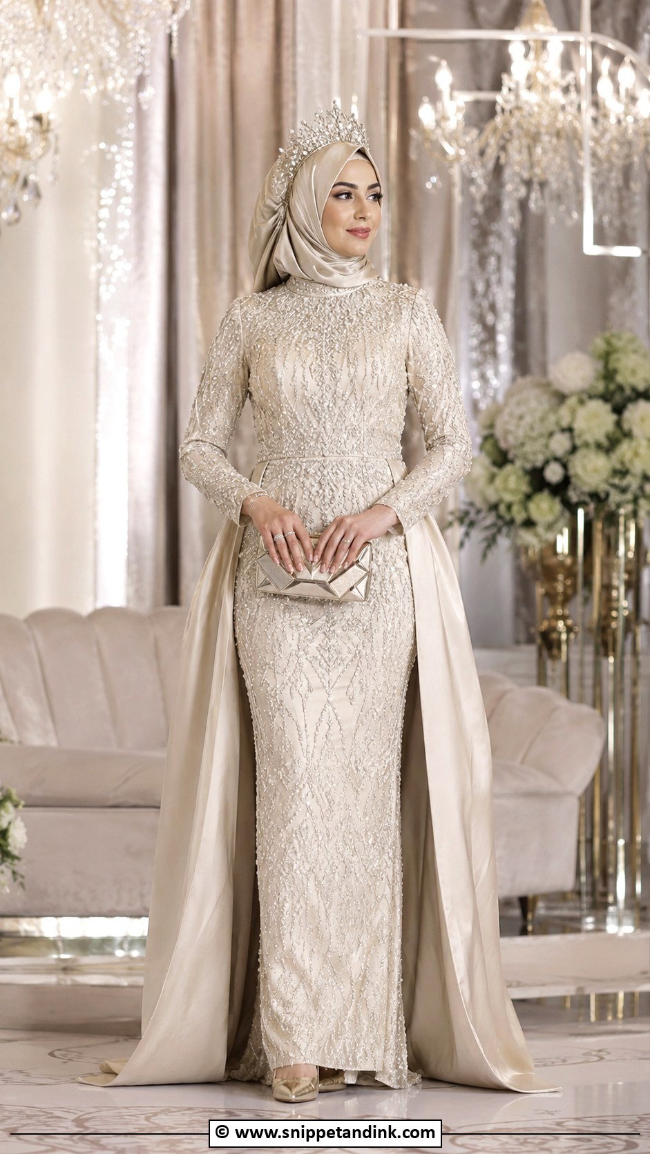Bride Hijab With Crystal Crown - Snippet and Ink - 25 Bride Hijab Style Ideas