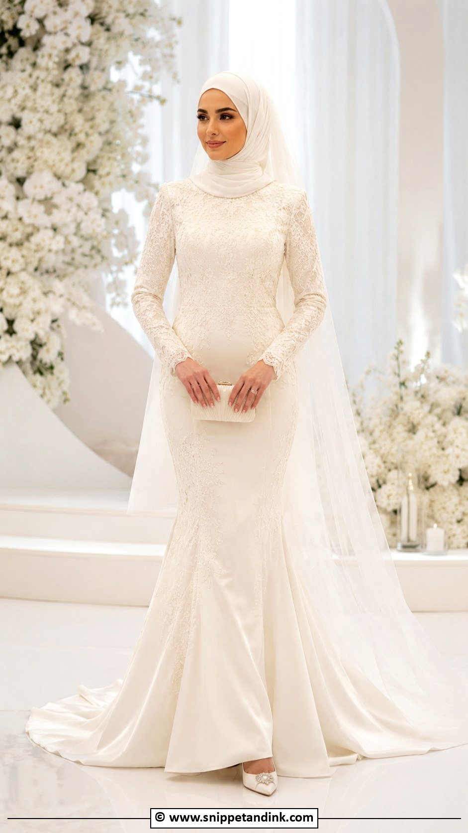 Bride Hijab With Mermaid Dress - Snippet and Ink - 25 Bride Hijab Style Ideas