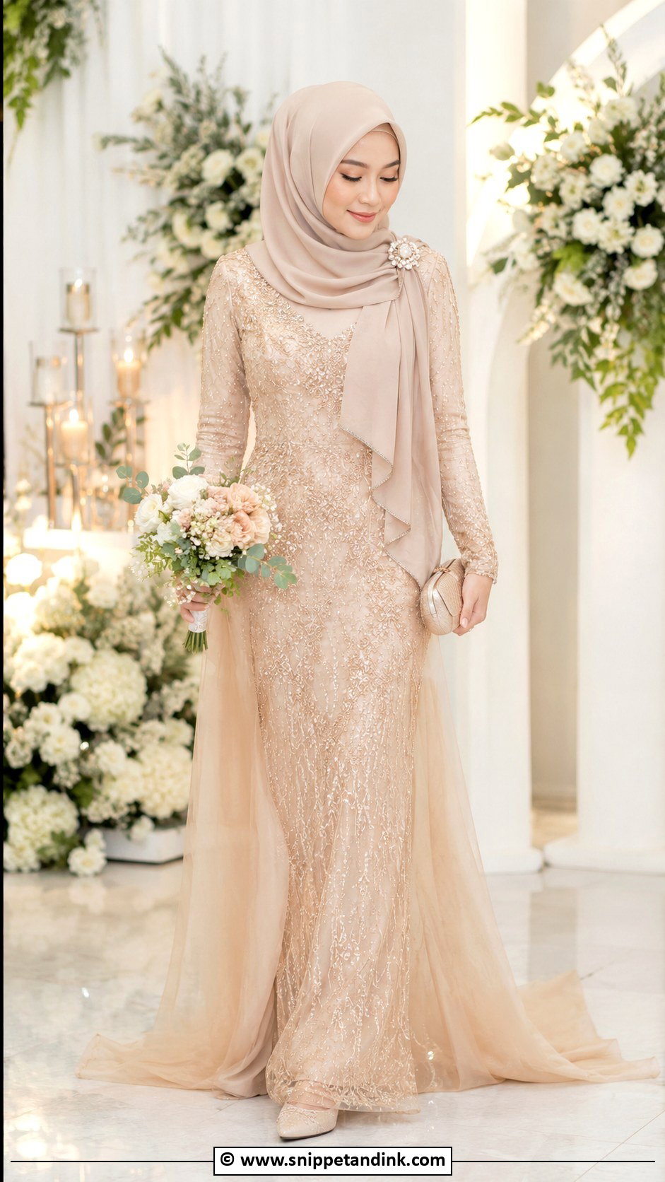Bride Hijab With Reception Dress - Snippet and Ink - 25 Bride Hijab Style Ideas