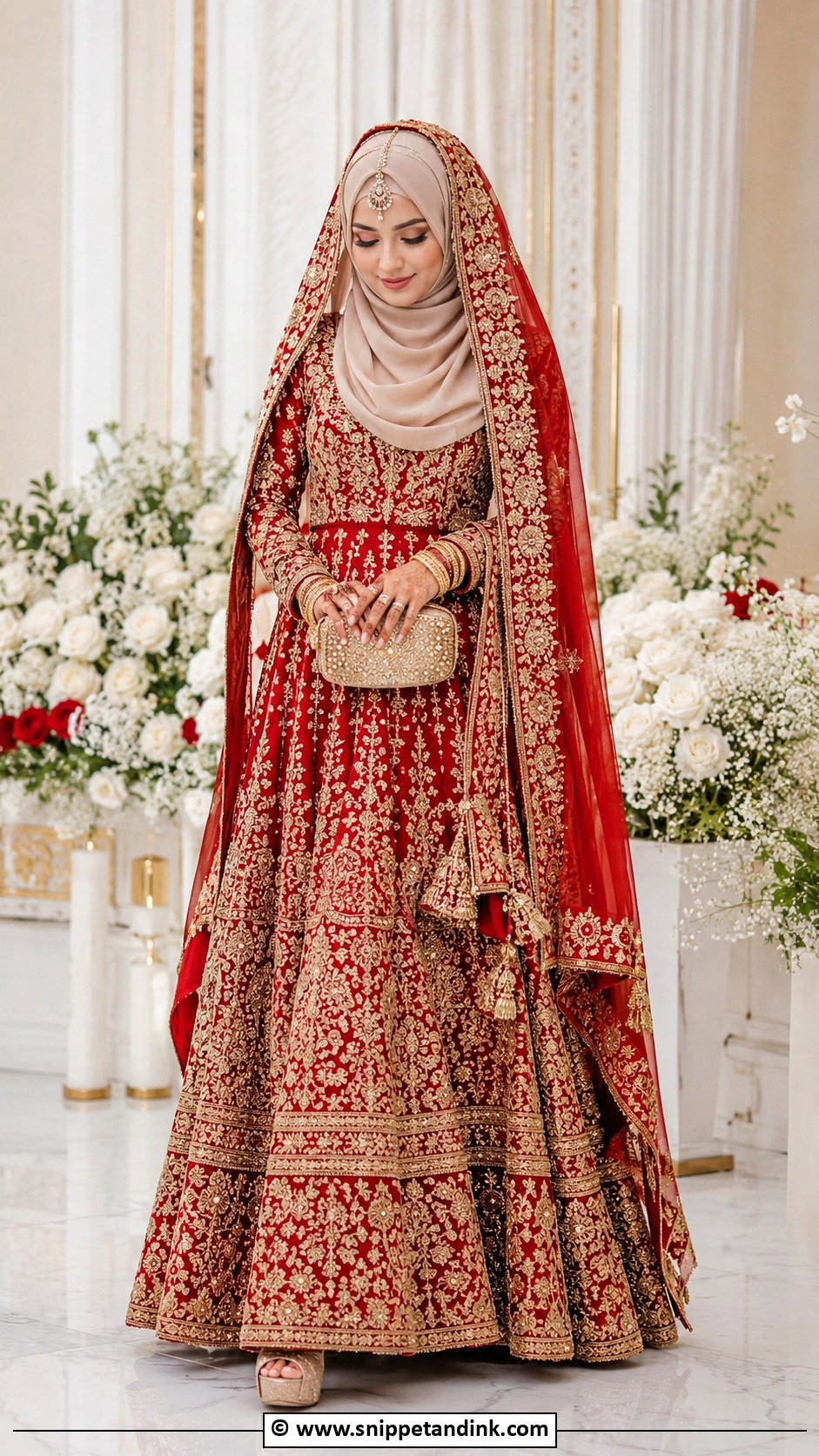 Bride Hijab With Red Lehenga - Snippet and Ink - 25 Bride Hijab Style Ideas