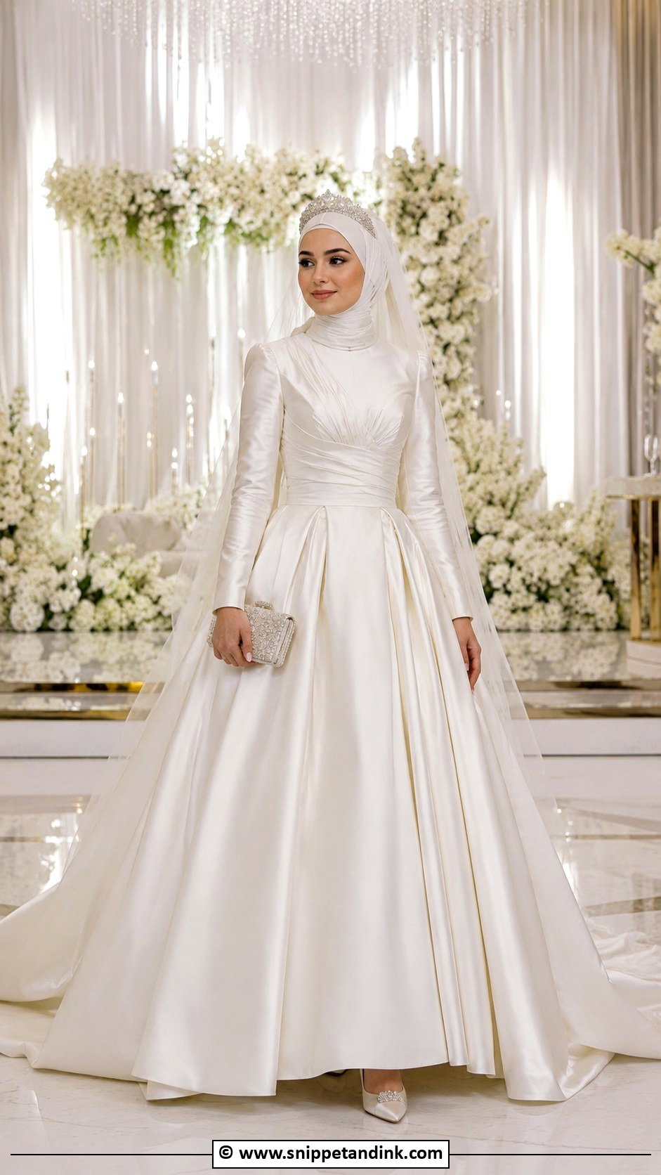Bride Hijab With Satin Ball Gown - Snippet and Ink - 25 Bride Hijab Style Ideas