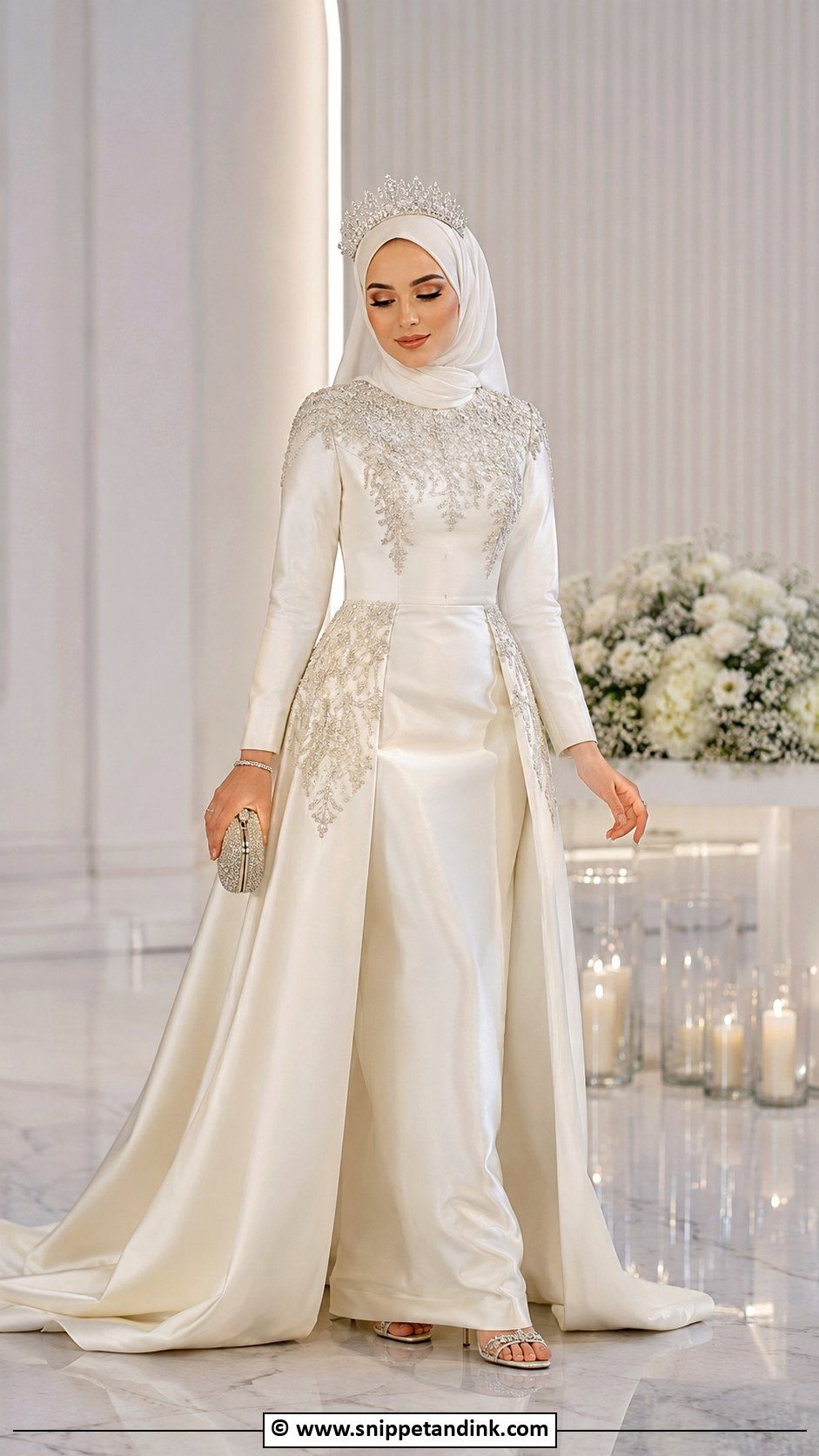 Bride Hijab With Silver Jewelry - Snippet and Ink - 25 Bride Hijab Style Ideas