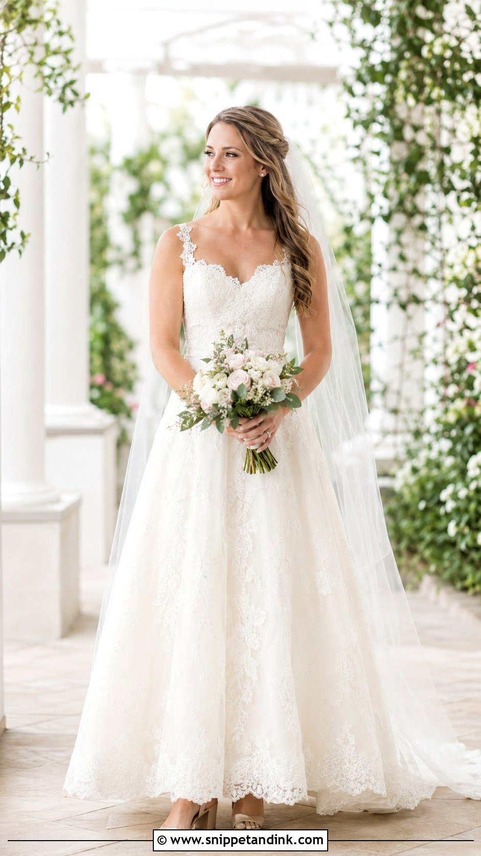 Bride Lace A Line Dress Outfit - Snippet and Ink - 20 Brides Outfit Ideas