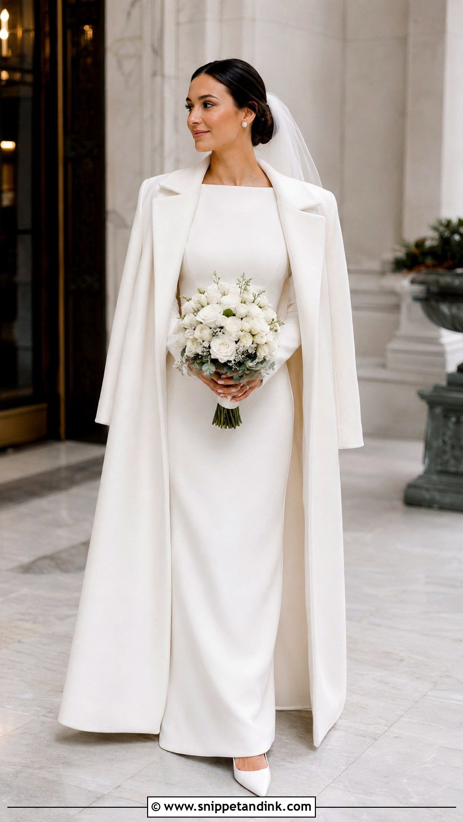 Bride Long Sleeve Crepe Dress Outfit - Snippet and Ink - 20 Brides Outfit Ideas