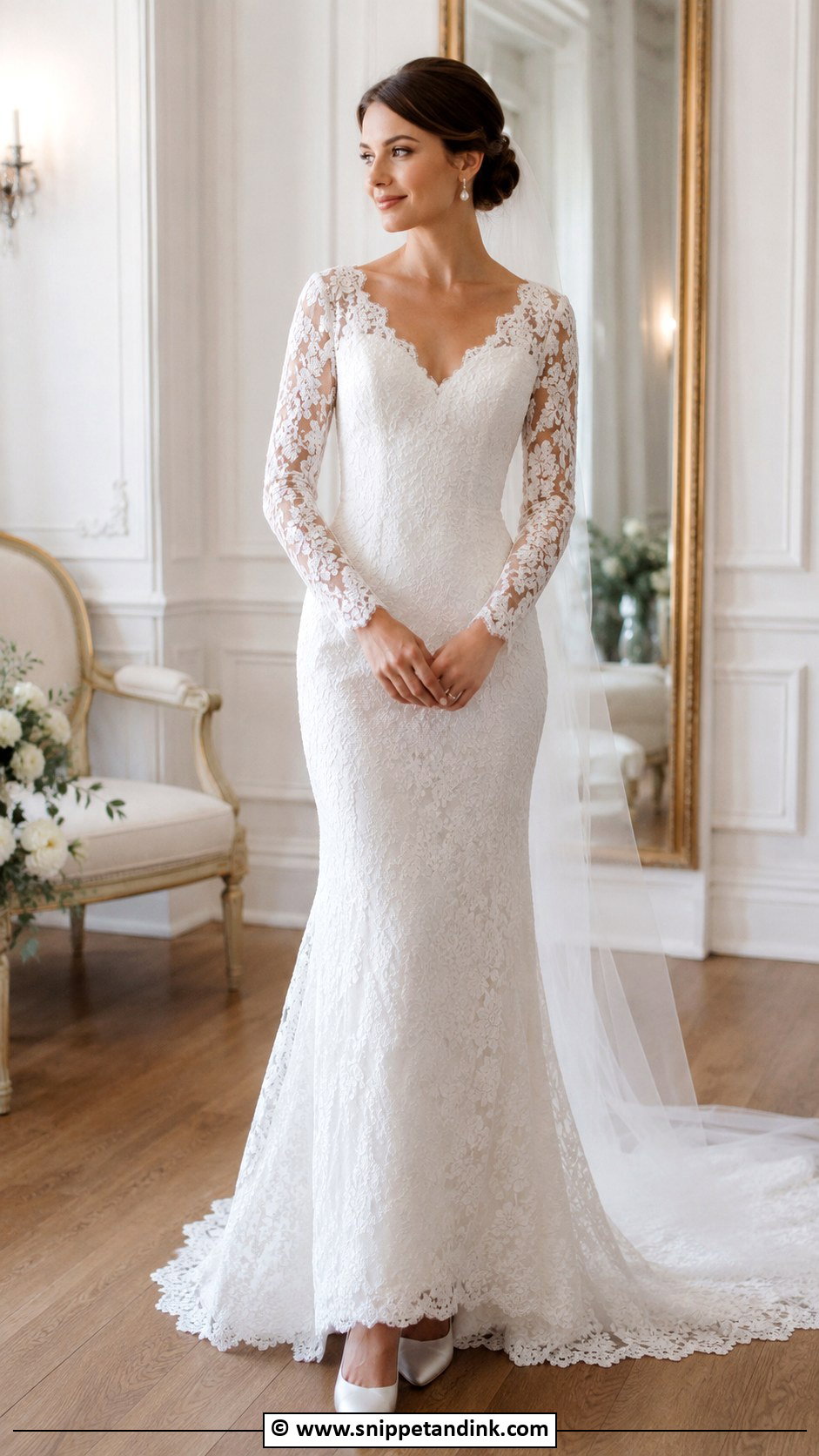 Bride Long Sleeve Lace Dress Outfit - Snippet and Ink - 30 Bride Clothes Ideas