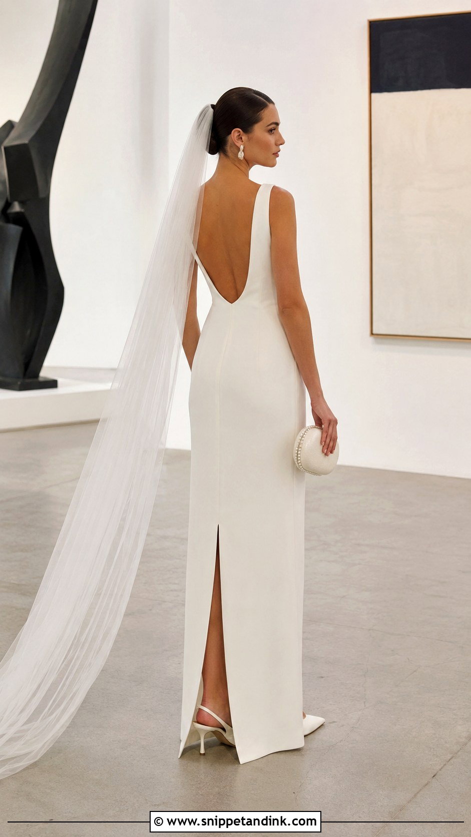 Bride Minimalist Column Dress Outfit - Snippet and Ink - 20 Brides Outfit Ideas
