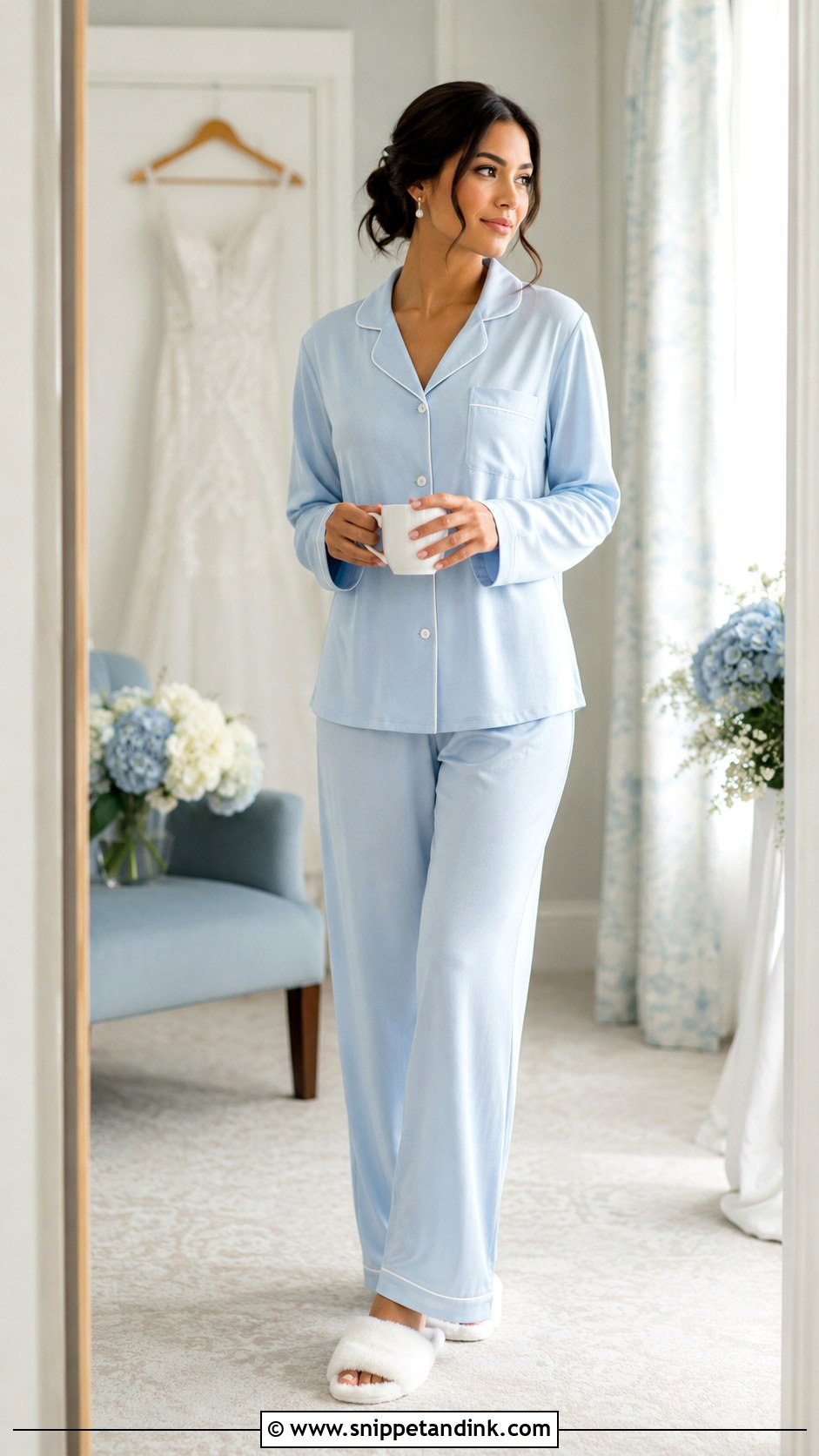 Bride Morning Something Blue Pajama Set - Snippet and Ink - 20 Bride Morning of Wedding Outfit Ideas