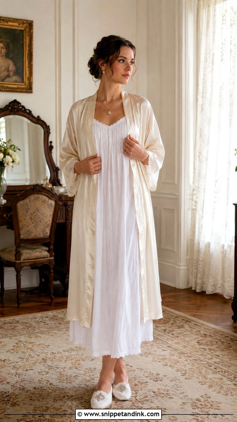 Bride Morning Vintage Nightgown And Satin Robe - Snippet and Ink - 20 Bride Morning of Wedding Outfit Ideas