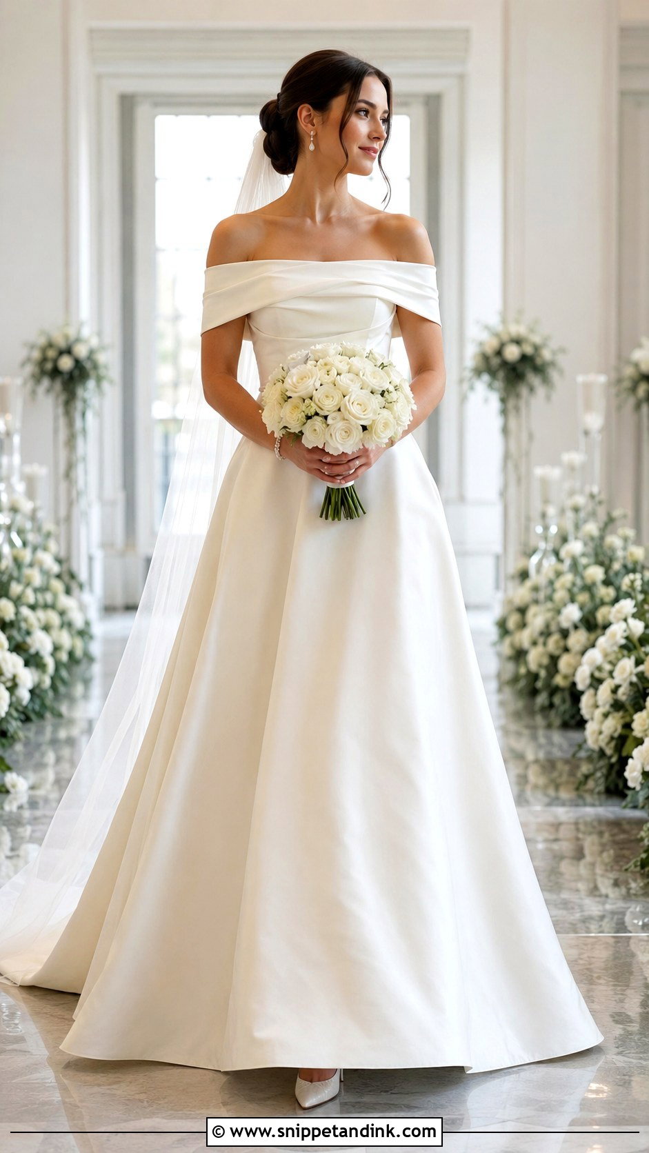 Bride Off Shoulder Gown Outfit - Snippet and Ink - 20 Brides Outfit Ideas