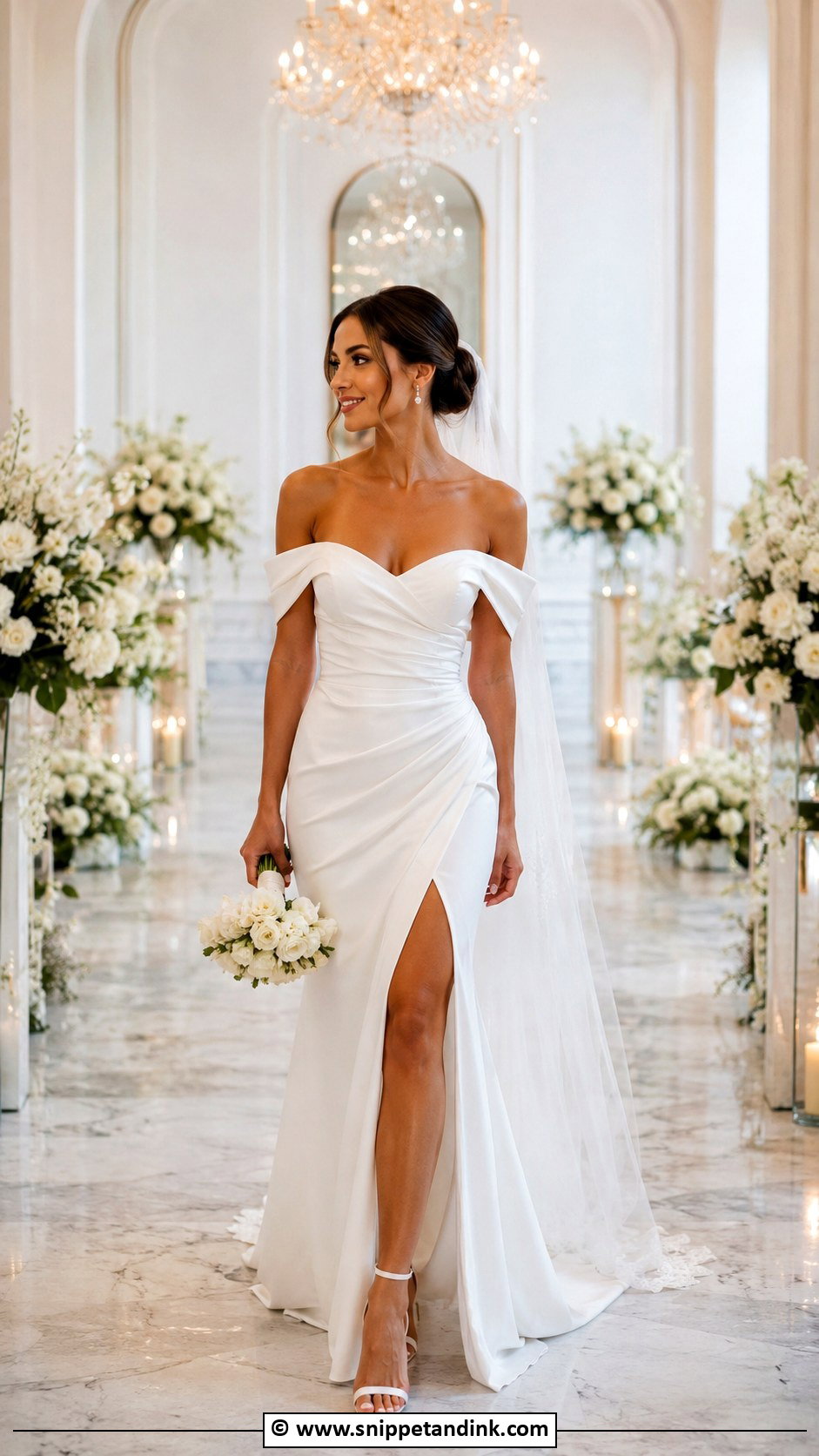 Bride Off Shoulder Wedding Dress Outfit - Snippet and Ink - 30 Bride Clothes Ideas