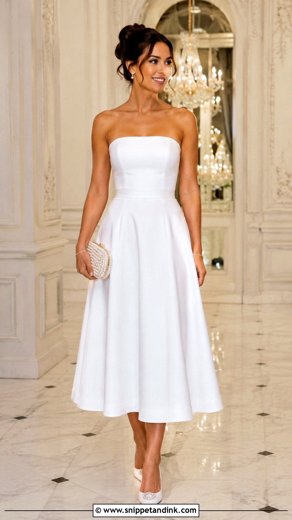 Bride Strapless Midi Dress - Snippet and Ink - 25 Bride Second Dress Ideas