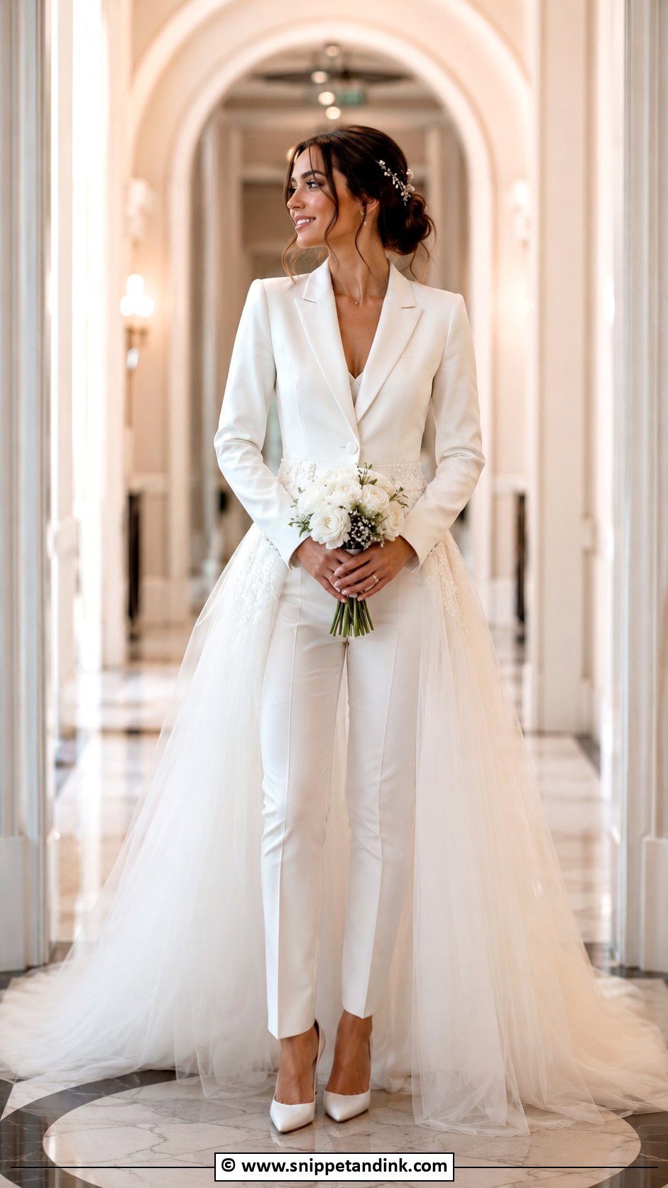 Bride Suit With Overskirt - Snippet and Ink - 25 Bride Suit Ideas