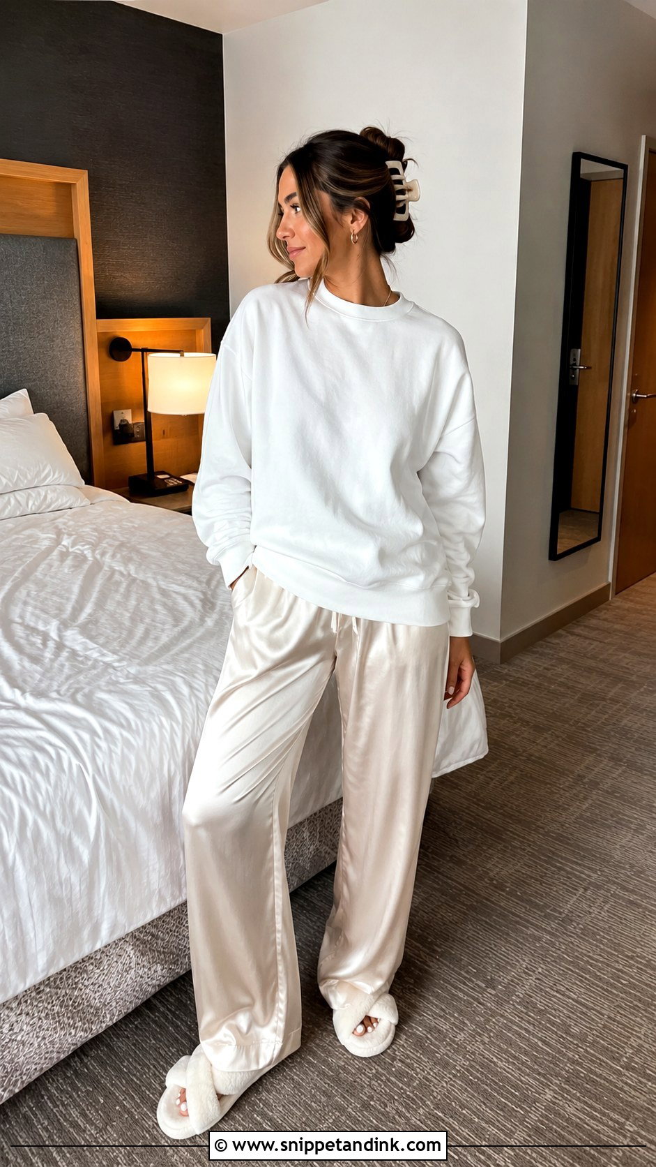 Bride Sweatshirt With Satin Sleep Pants - Snippet and Ink - 30 Wedding Lingerie Night Outfit Ideas