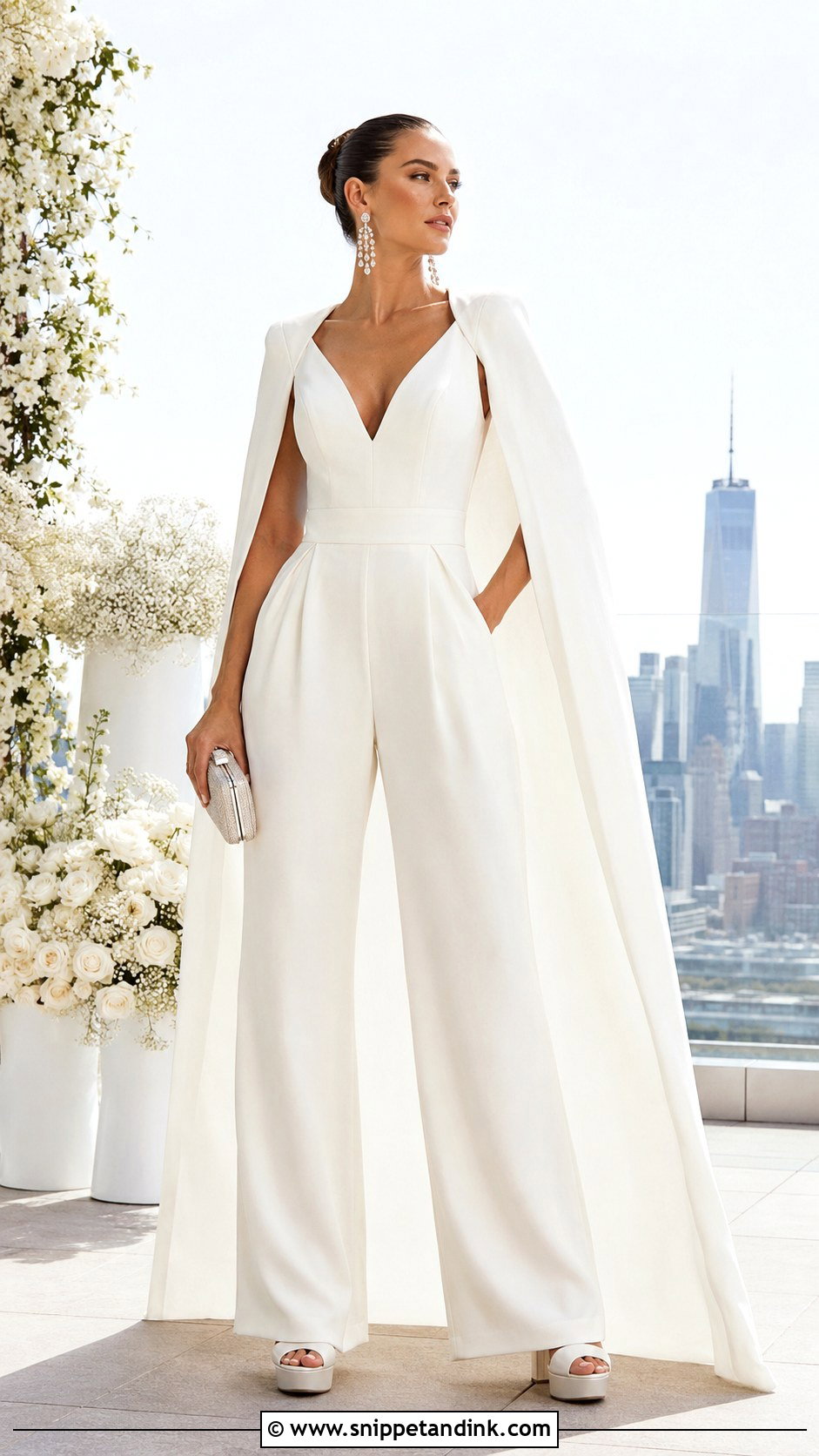 Bride Wide Leg Jumpsuit Outfit - Snippet and Ink - 20 Brides Outfit Ideas