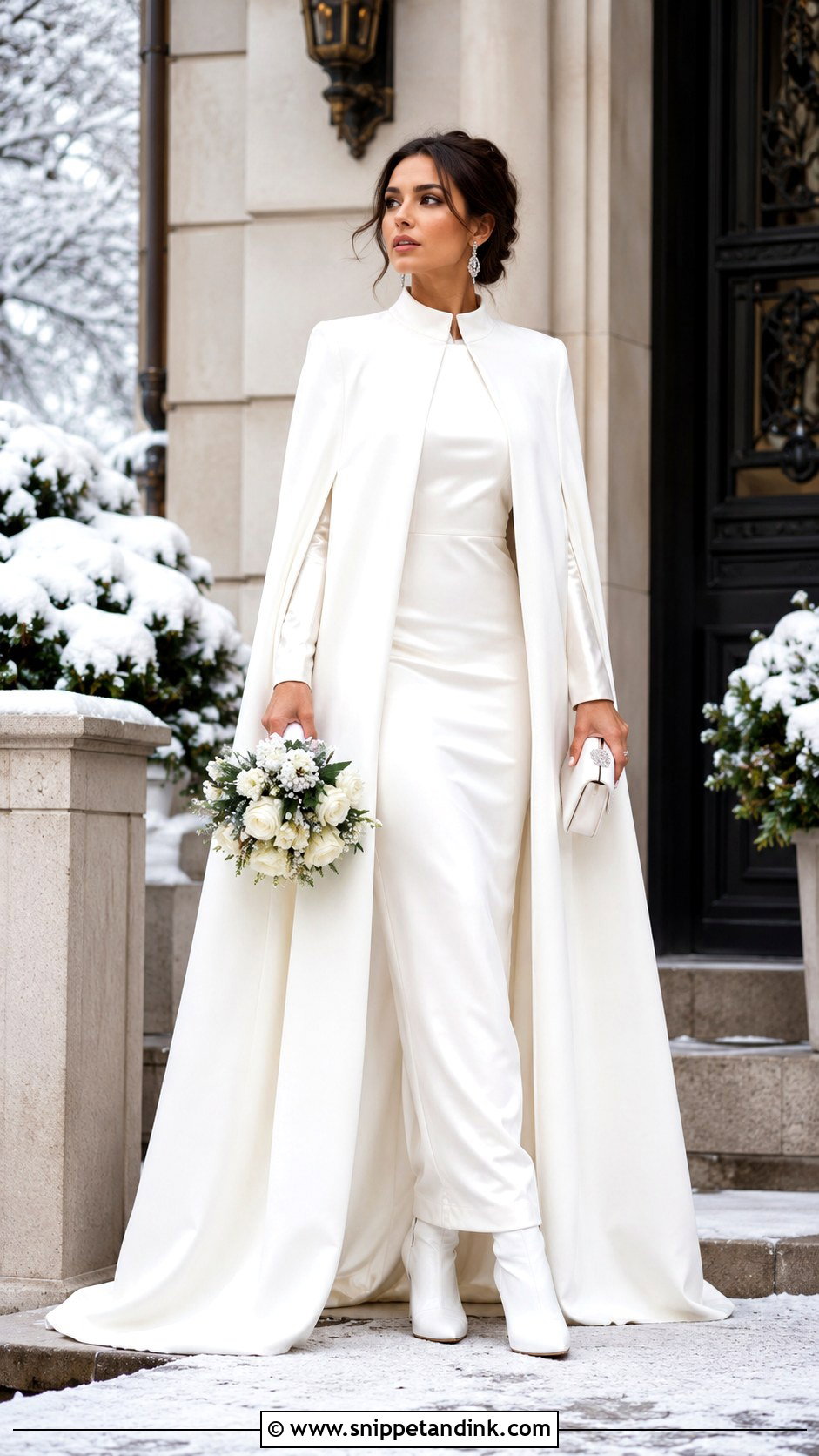 Bride Winter Cape Gown Outfit - Snippet and Ink - 20 Brides Outfit Ideas