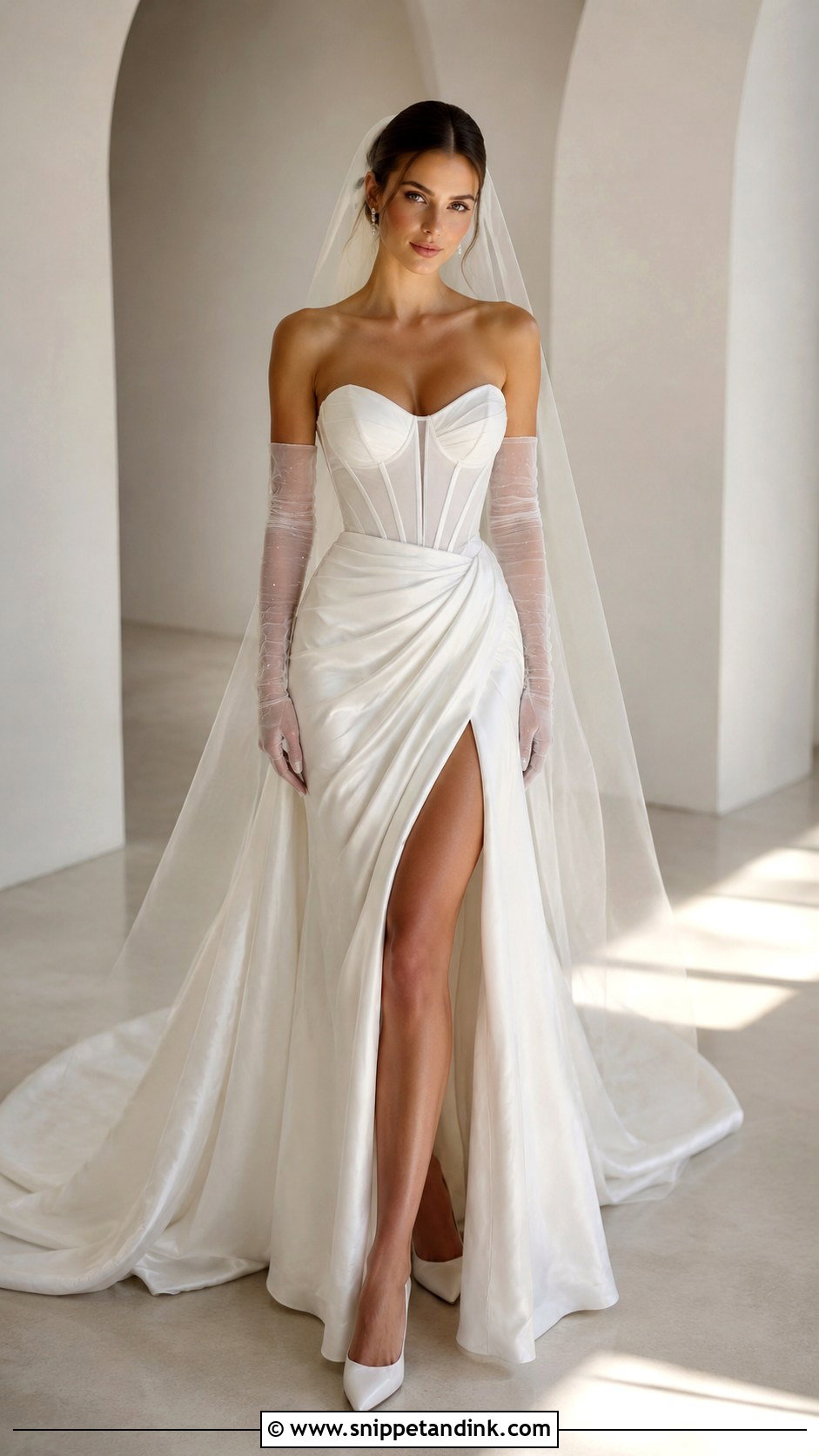 Bride With Corset Dress And Gloves - Snippet and Ink - 25 Bride with Gloves Ideas