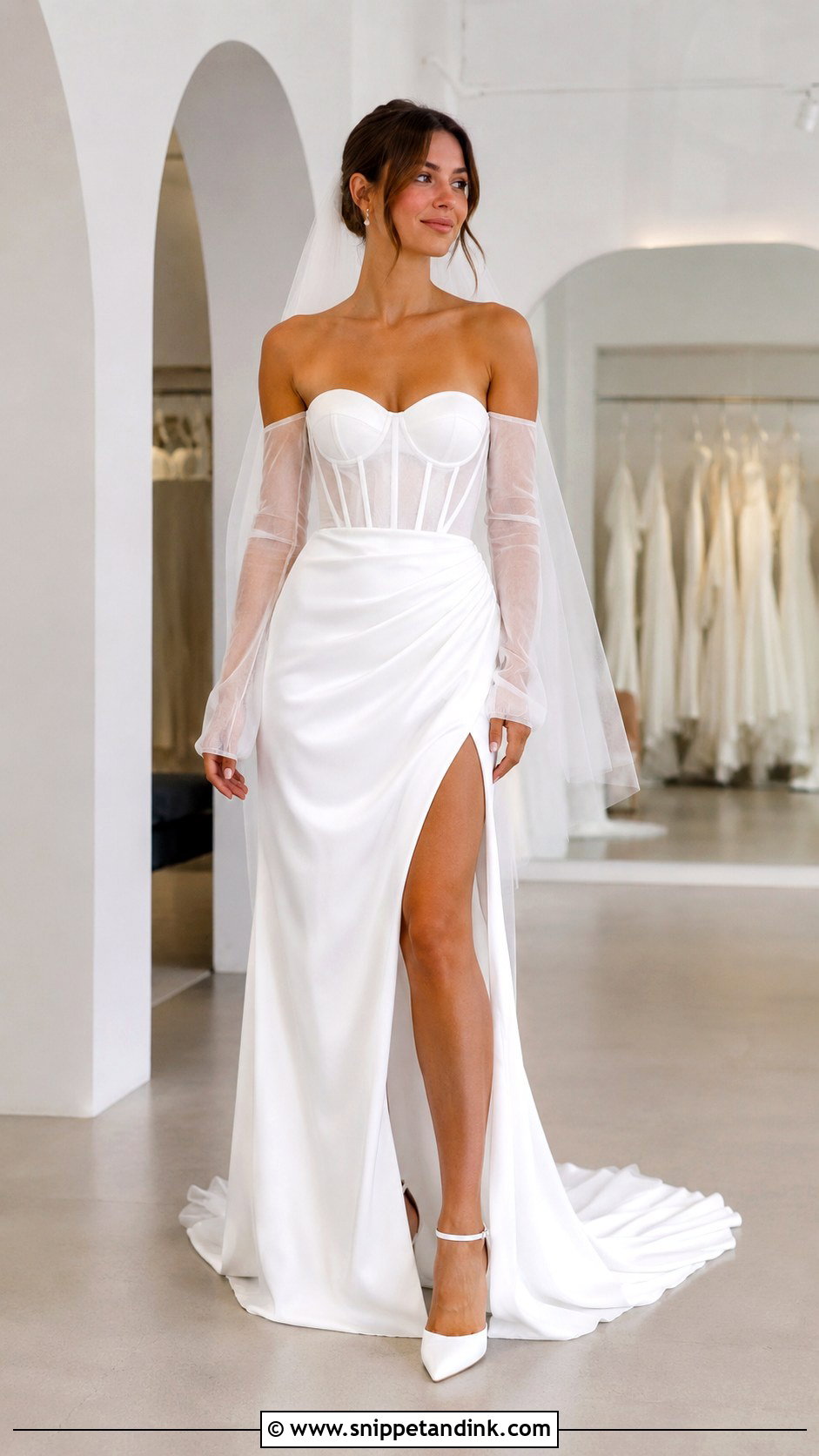 Bride With Detachable Sleeve Gloves - Snippet and Ink - 25 Bride with Gloves Ideas