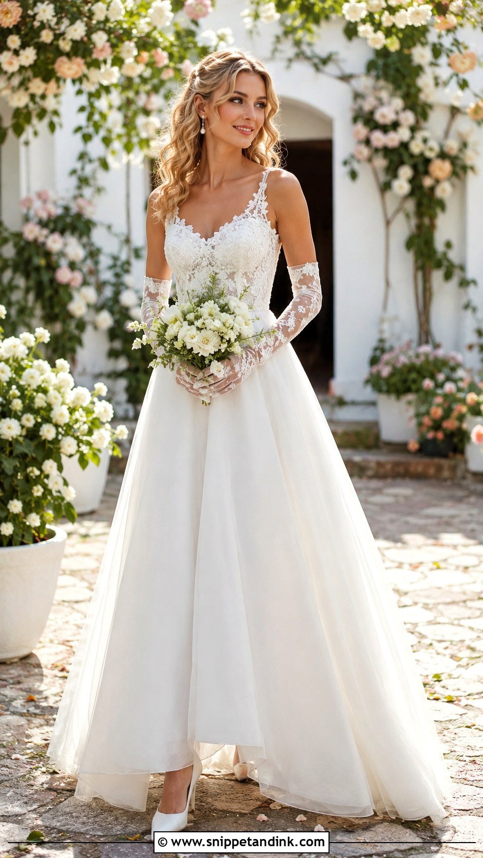 Bride With Floral Lace Gloves - Snippet and Ink - 25 Bride with Gloves Ideas