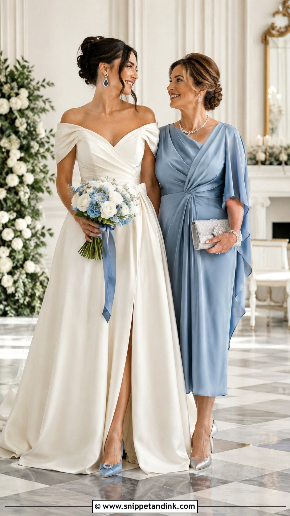 Bride and Mom Matching Blue Outfits - Snippet and Ink - 20 Bride and Mom Ideas