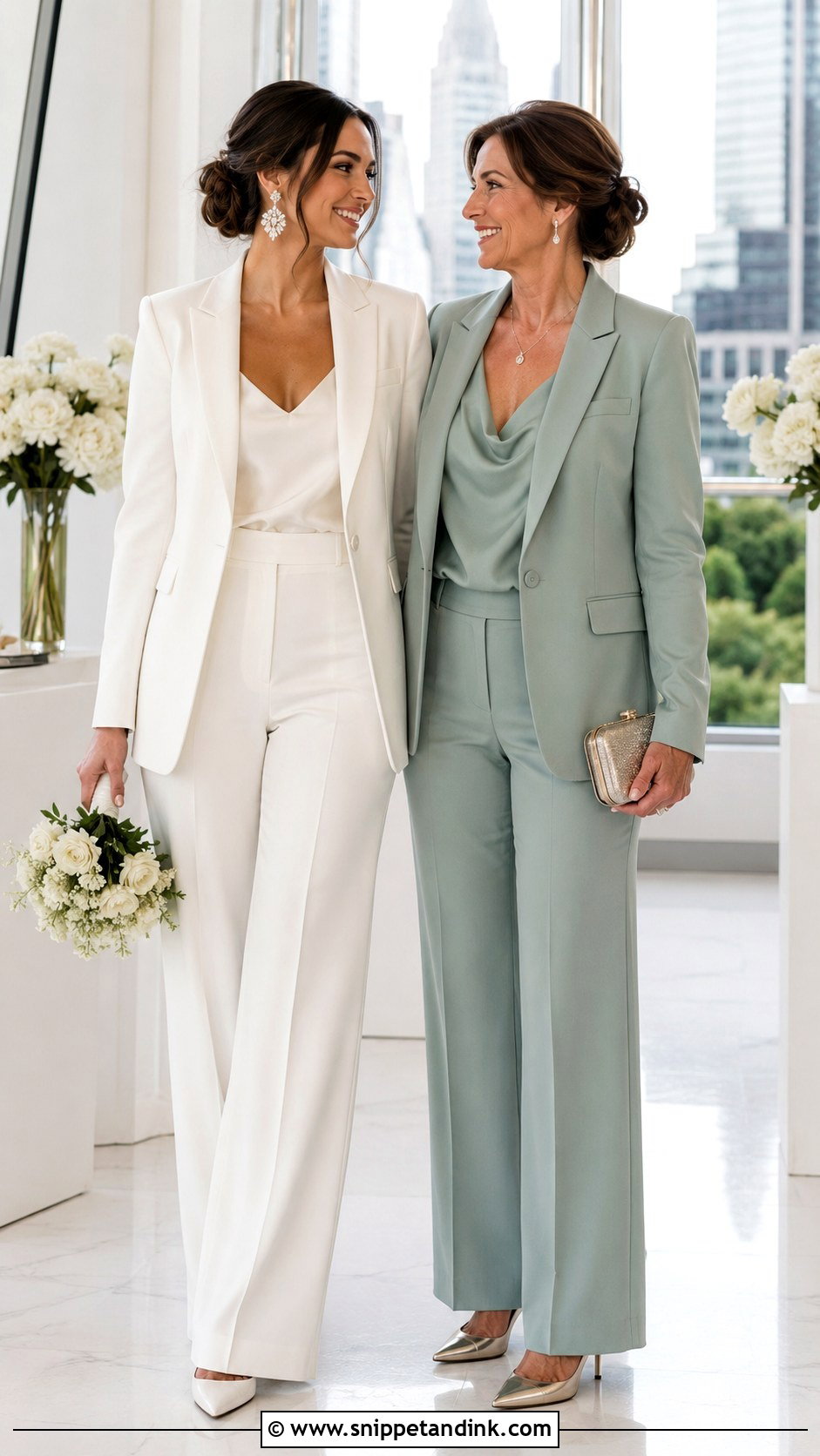 Bride and Mom Pantsuit Outfits - Snippet and Ink - 20 Bride and Mom Ideas