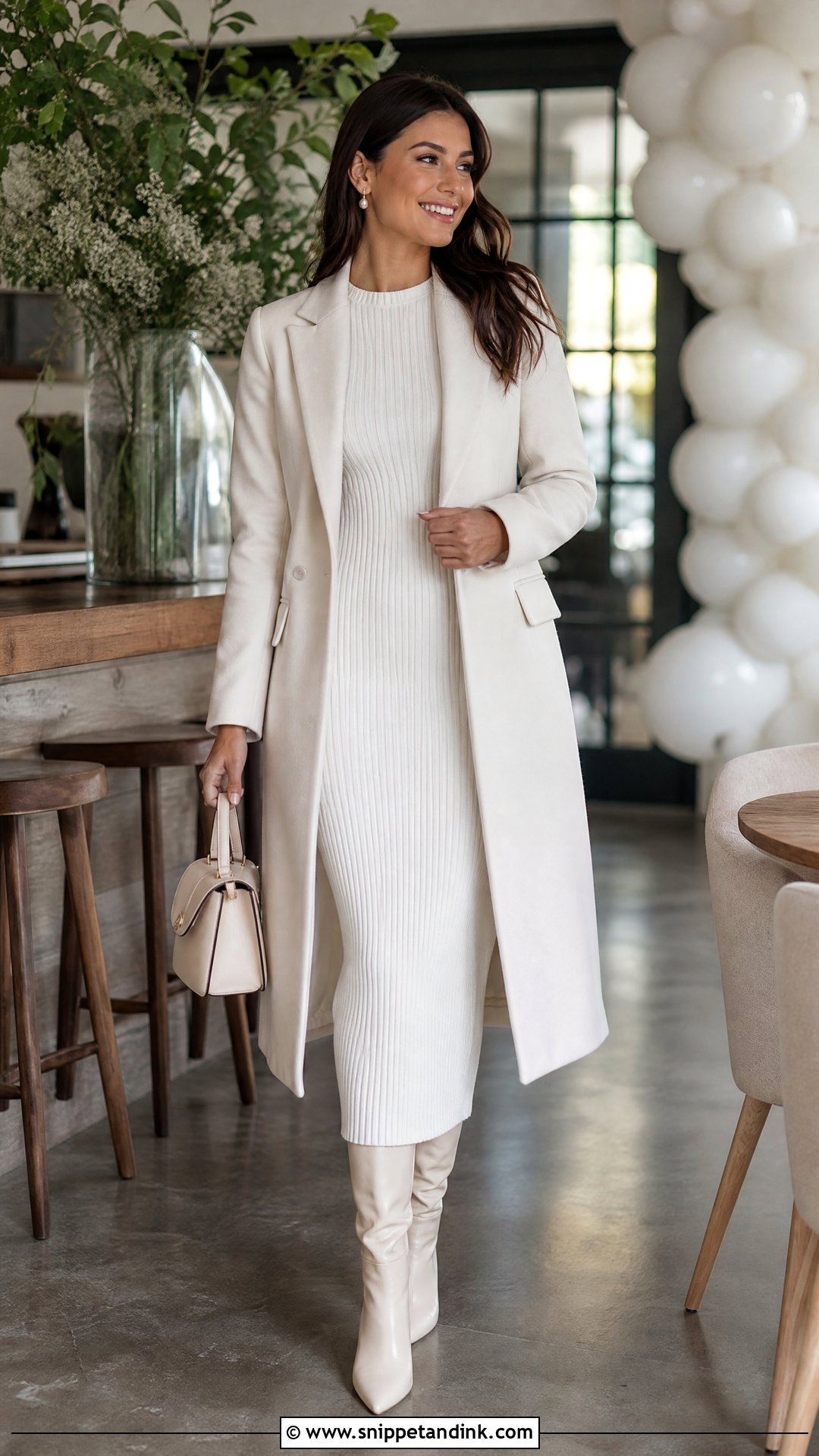 Bride to Be White Knit Midi Dress Outfit - Snippet and Ink - 20 Bride to Be Outfits