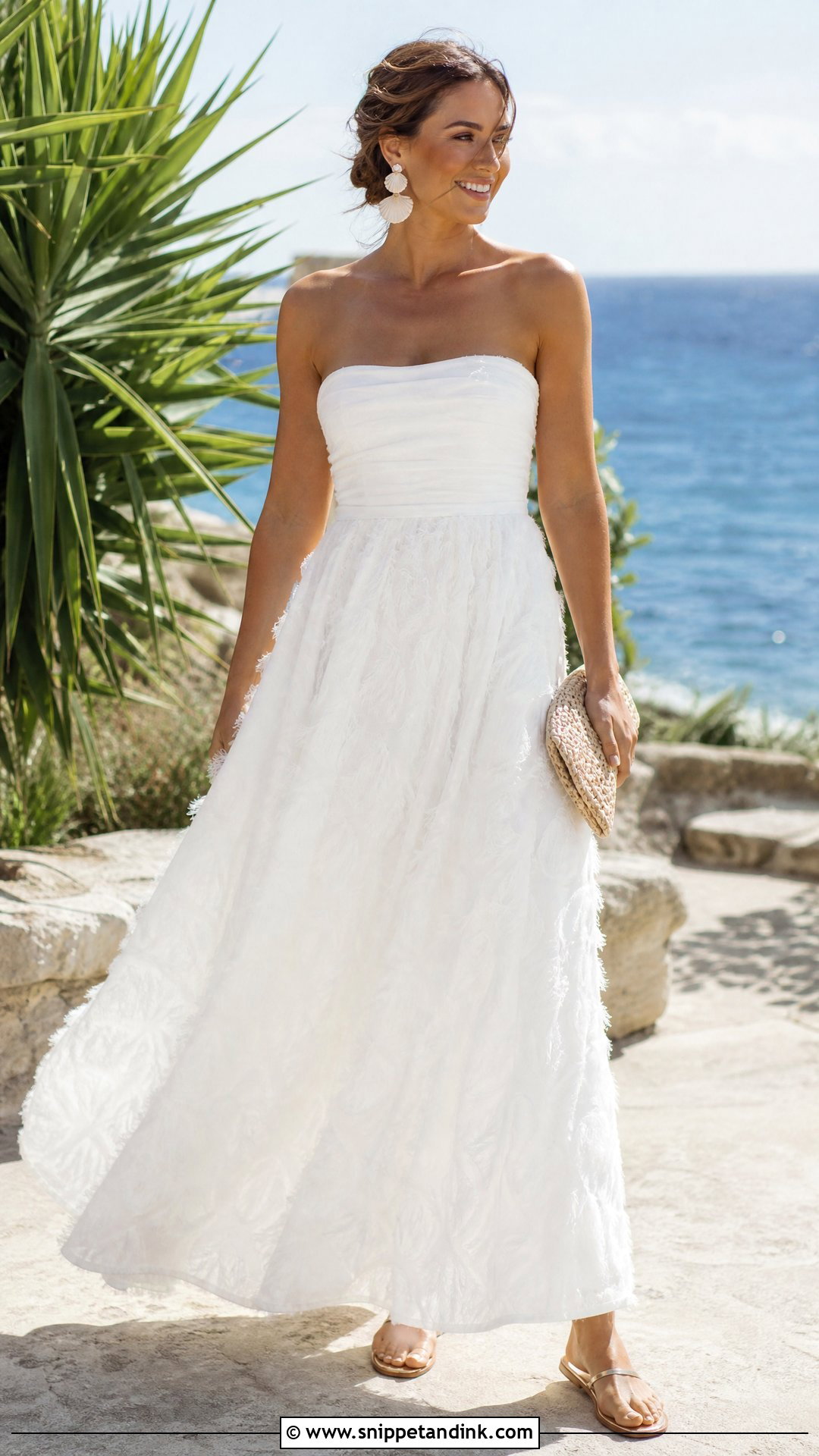 Bride to Be White Maxi Dress Outfit - Snippet and Ink - 20 Bride to Be Outfits