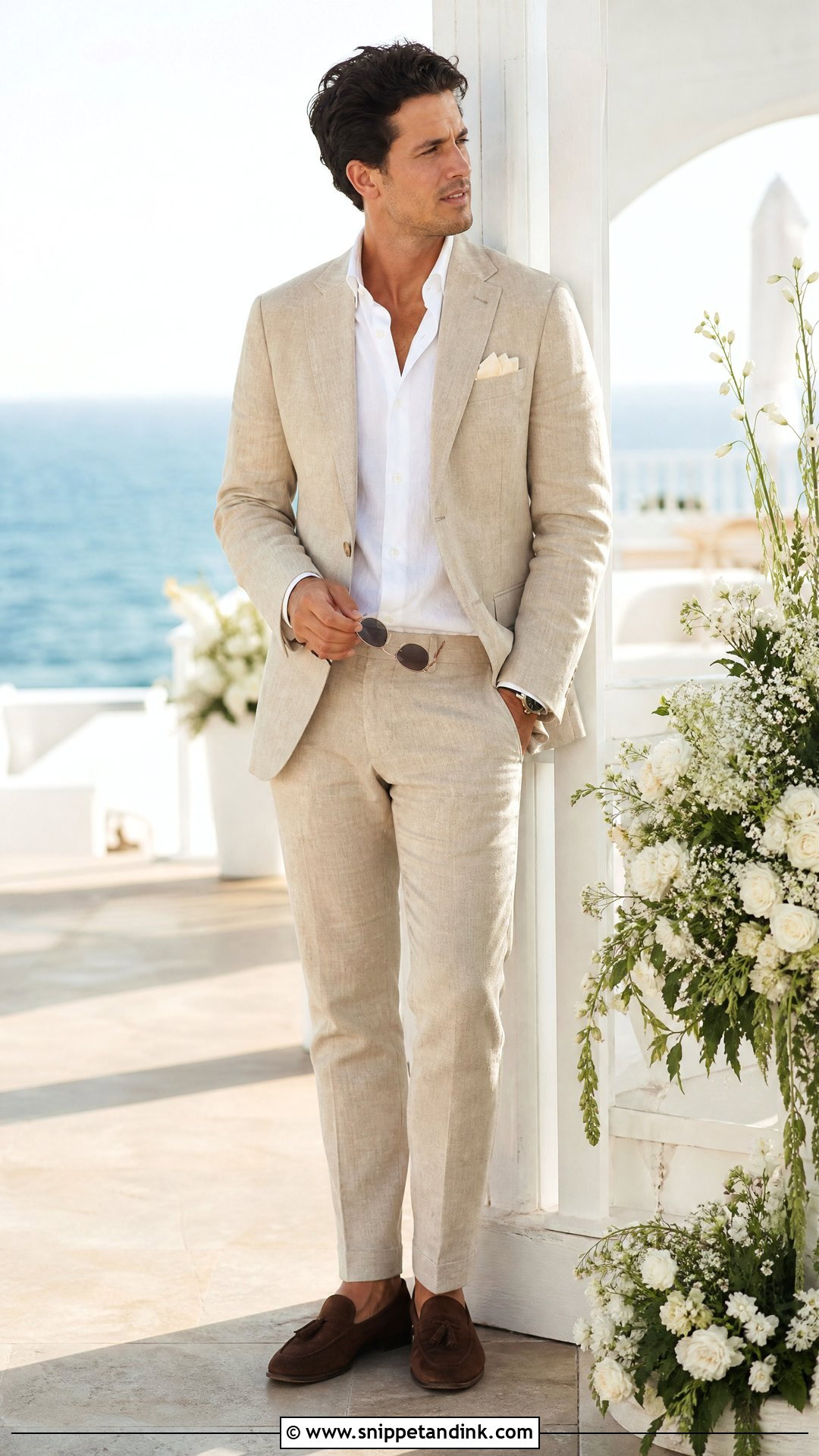 Brides Brother Beige Linen Suit Outfit - Snippet and Ink - 20 Wedding Outfit for Bride's Brother Ideas