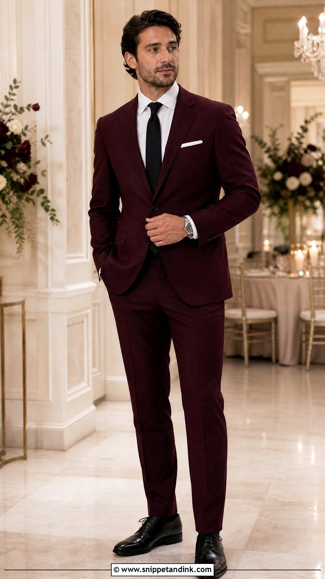 Brides Brother Burgundy Suit Outfit - Snippet and Ink - 20 Wedding Outfit for Bride's Brother Ideas