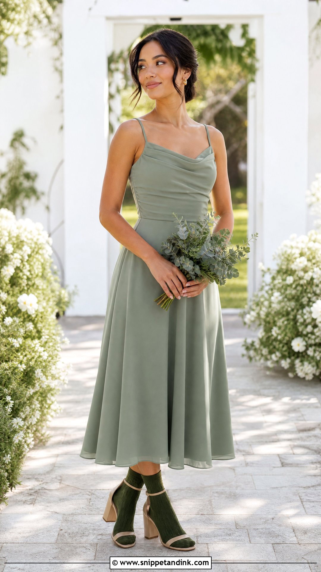 Bridesmaid Dress With Color Coordinated Wedding Socks - Snippet and Ink - 20 Wedding Socks Ideas