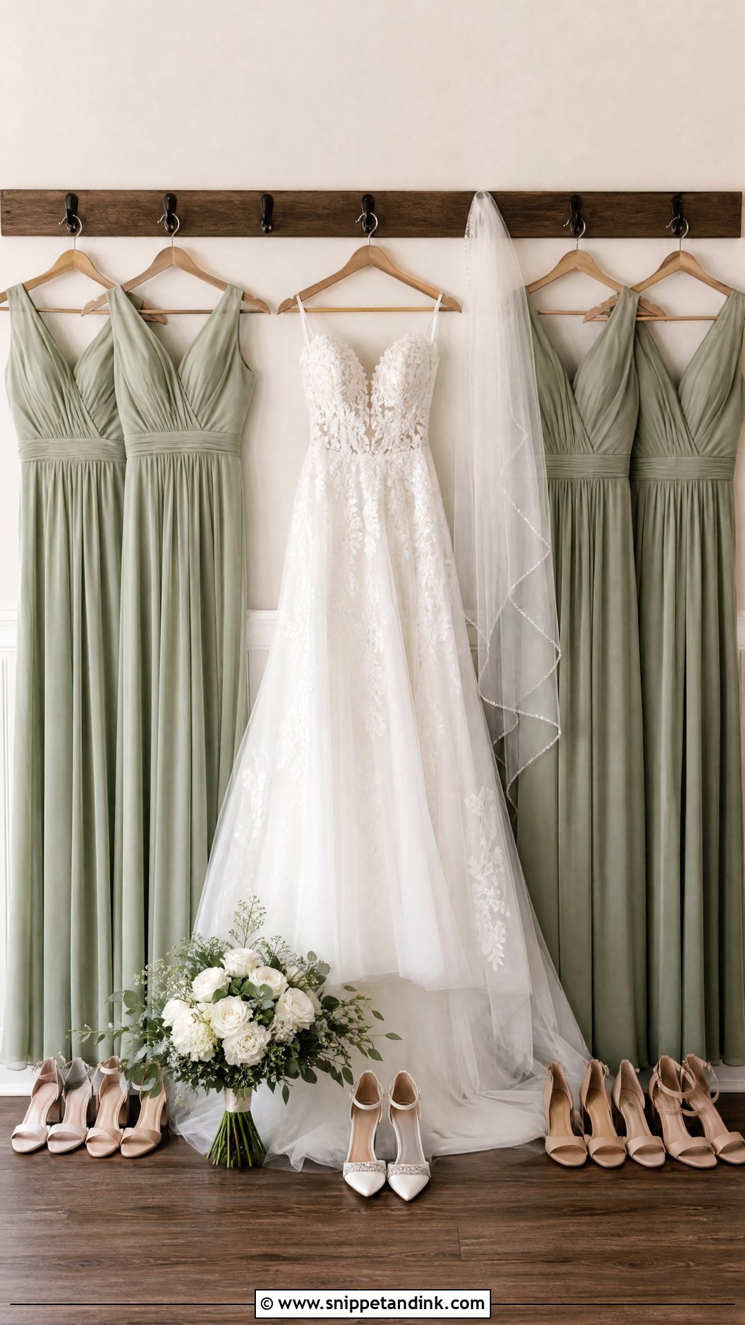 Bridesmaid Dresses With Hanging Wedding Dress - Snippet and Ink - 20 Wedding Dress Hanging Pictures Ideas