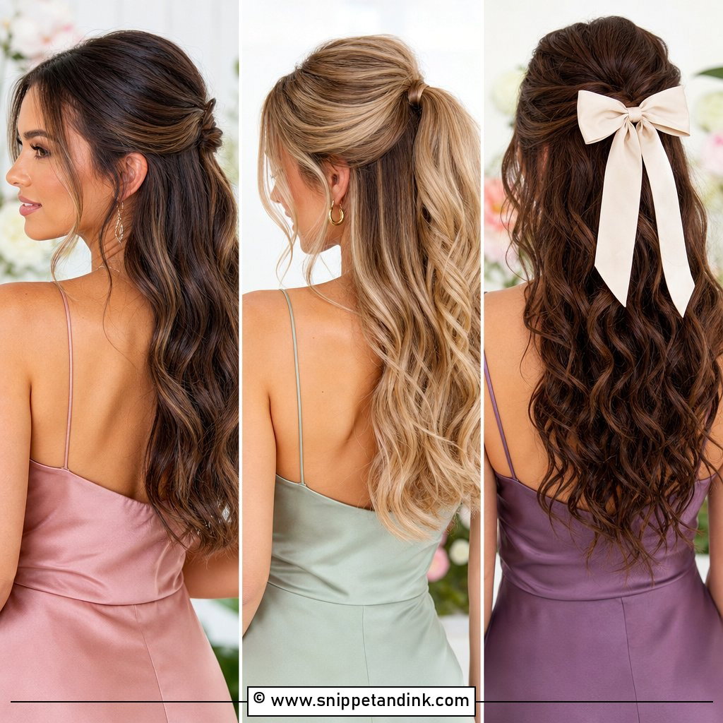 Bridesmaid Hairstyles Half Up Half Down Medium Shoulder Length